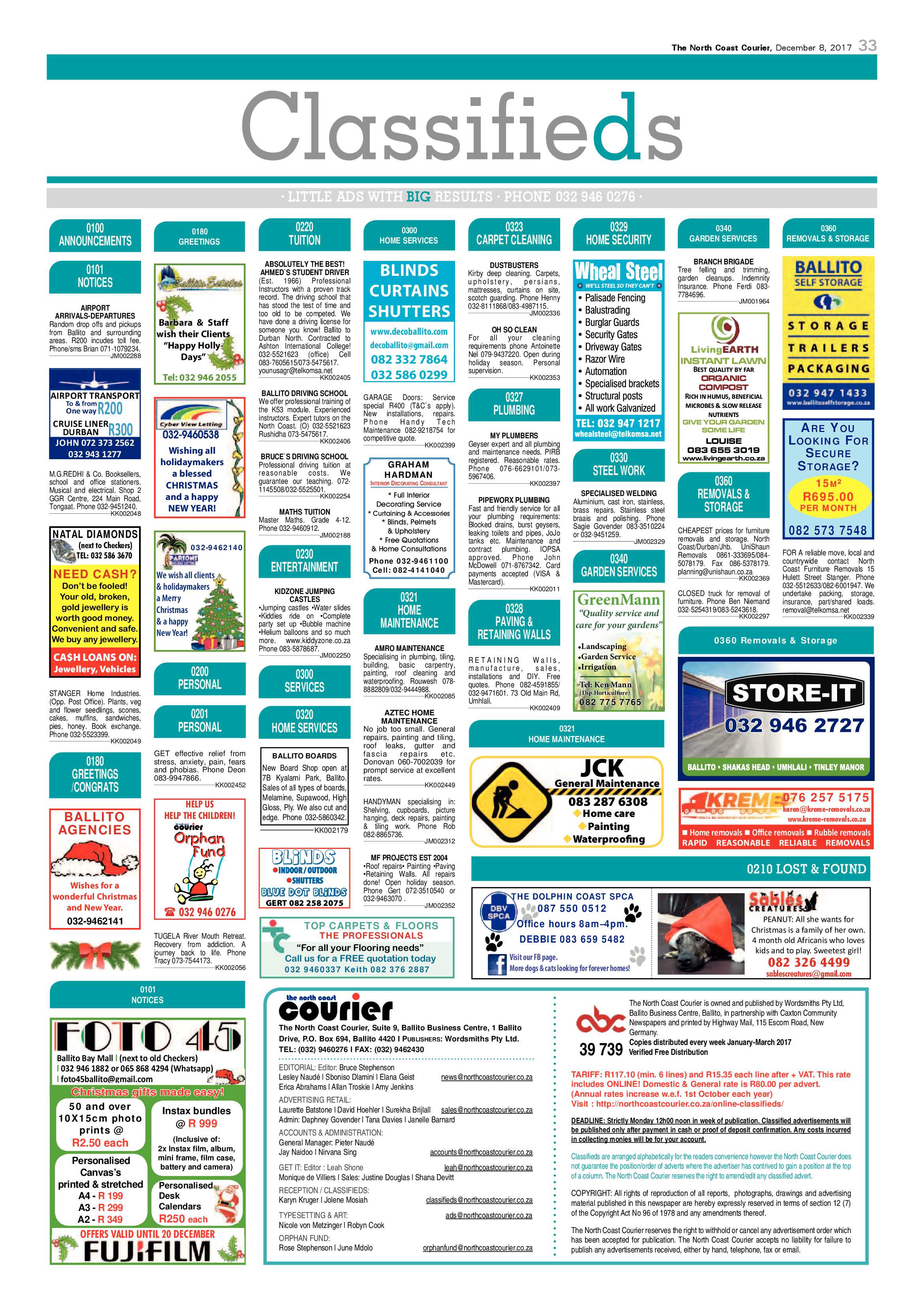 The North Coast Courier – 08 December 2017 page 33