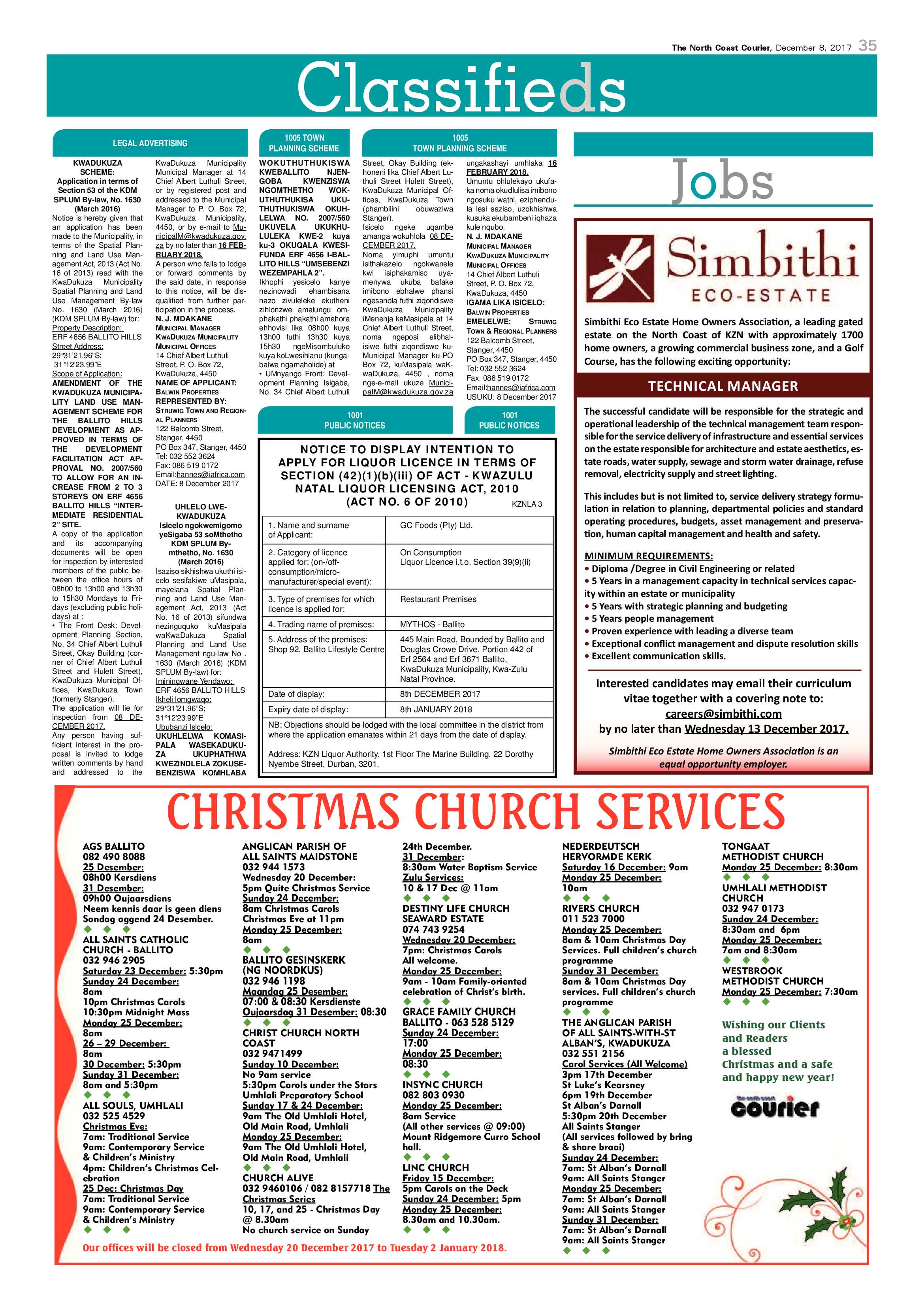 The North Coast Courier – 08 December 2017 page 35