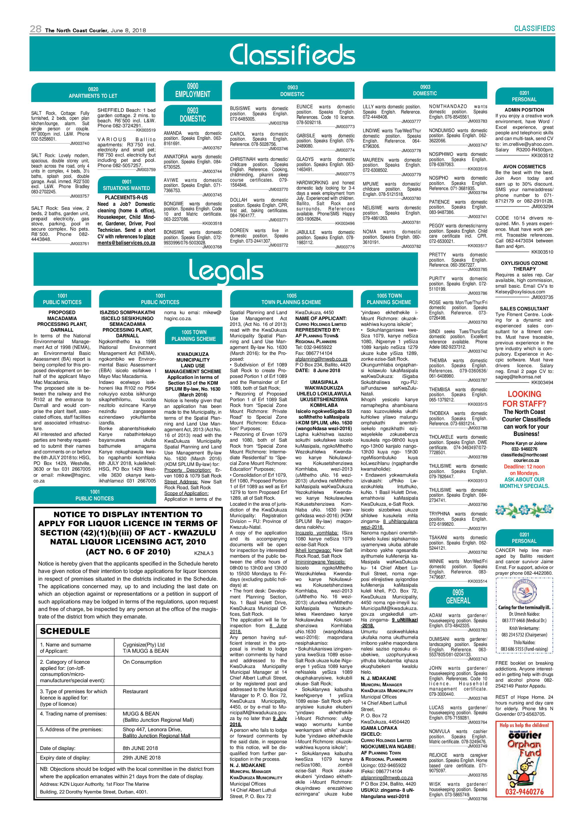 The North Coast Courier – 08 June 2018 page 28