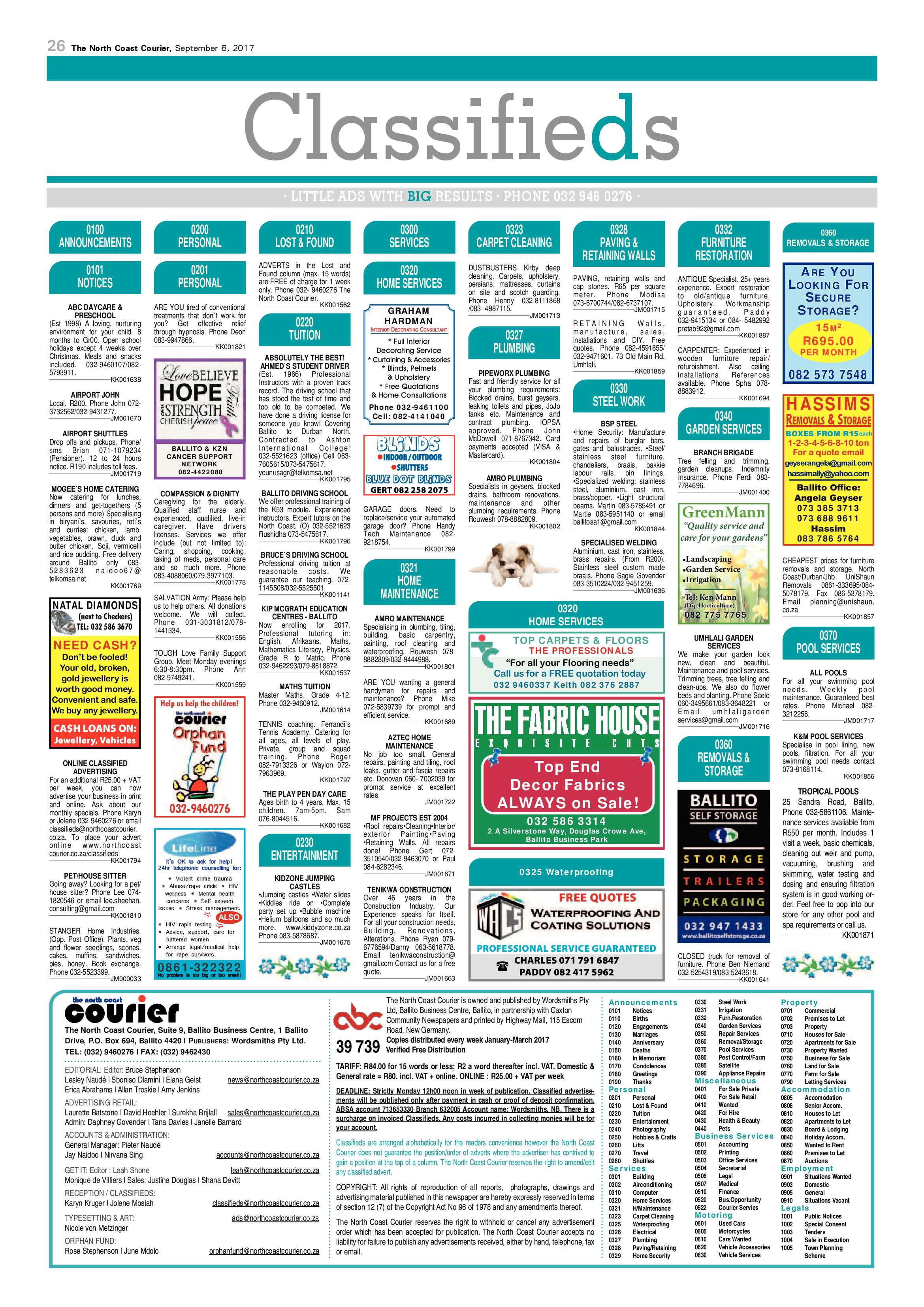 The North Coast Courier – 08 September 2017 page 26