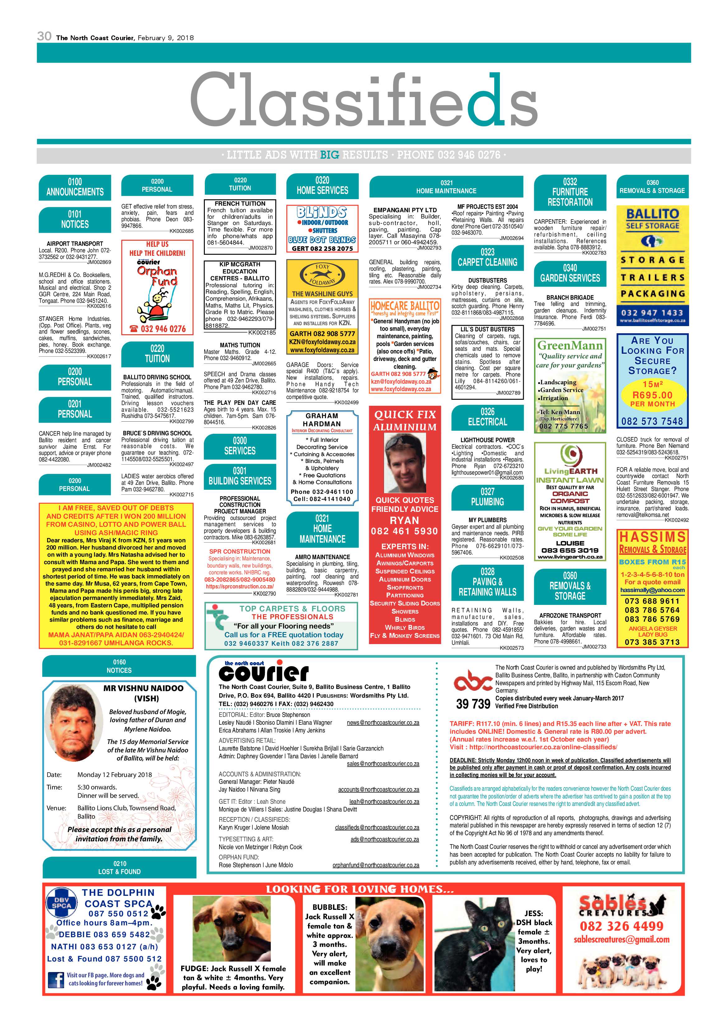 The North Coast Courier – 09 February 2018 page 30
