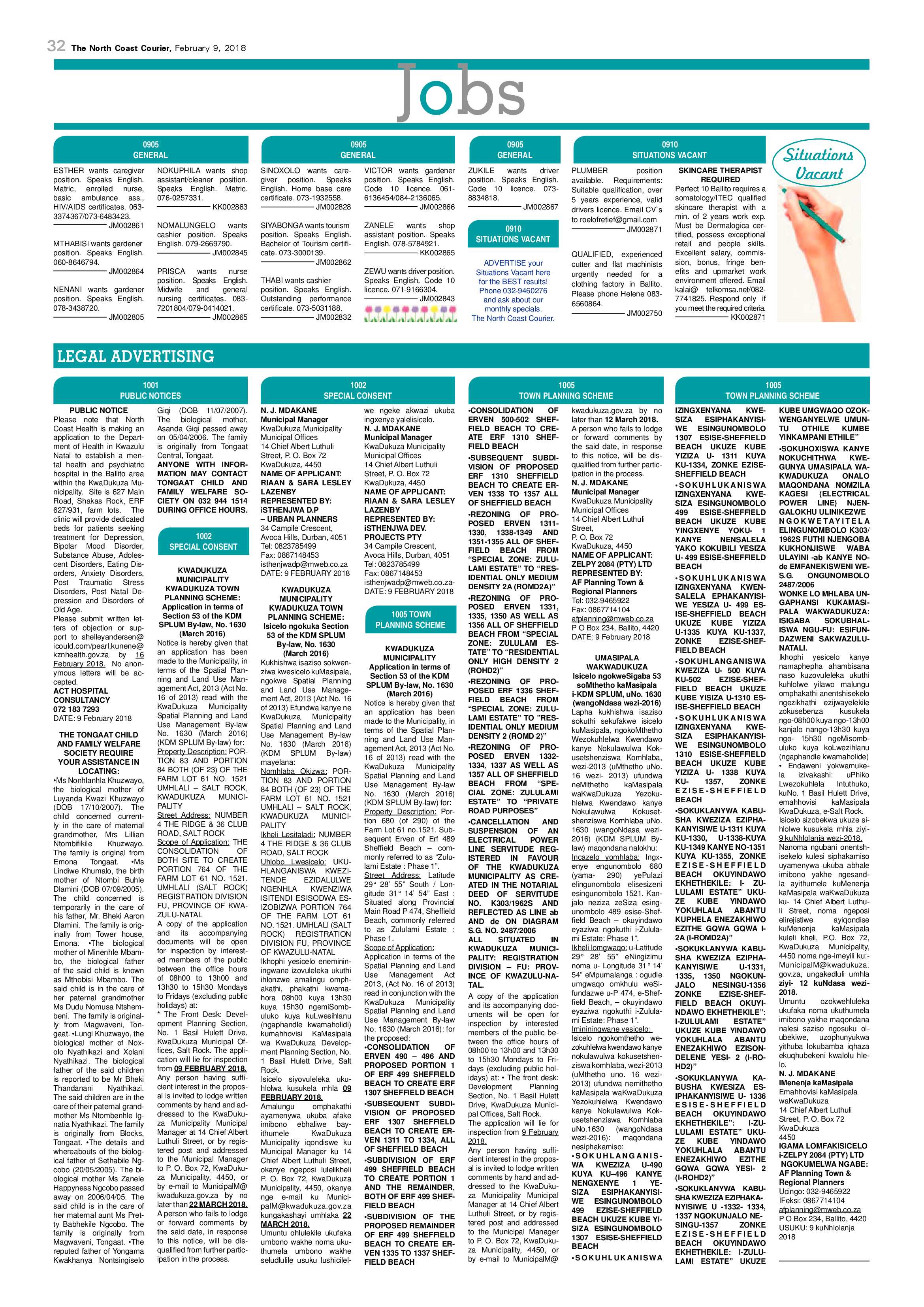 The North Coast Courier – 09 February 2018 page 32