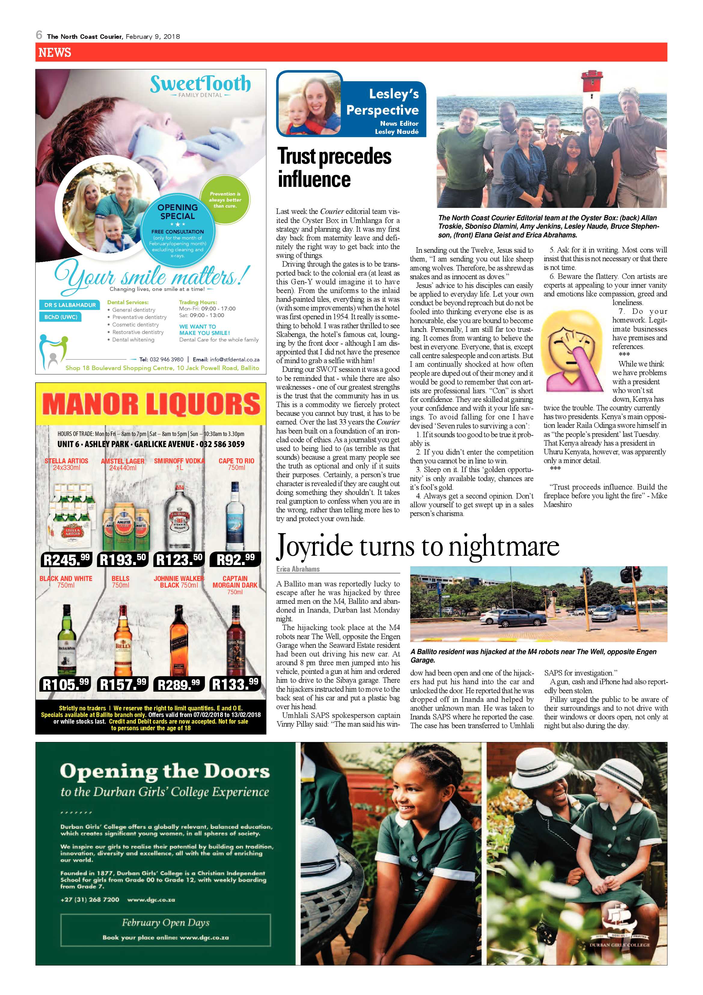 The North Coast Courier – 09 February 2018 page 6