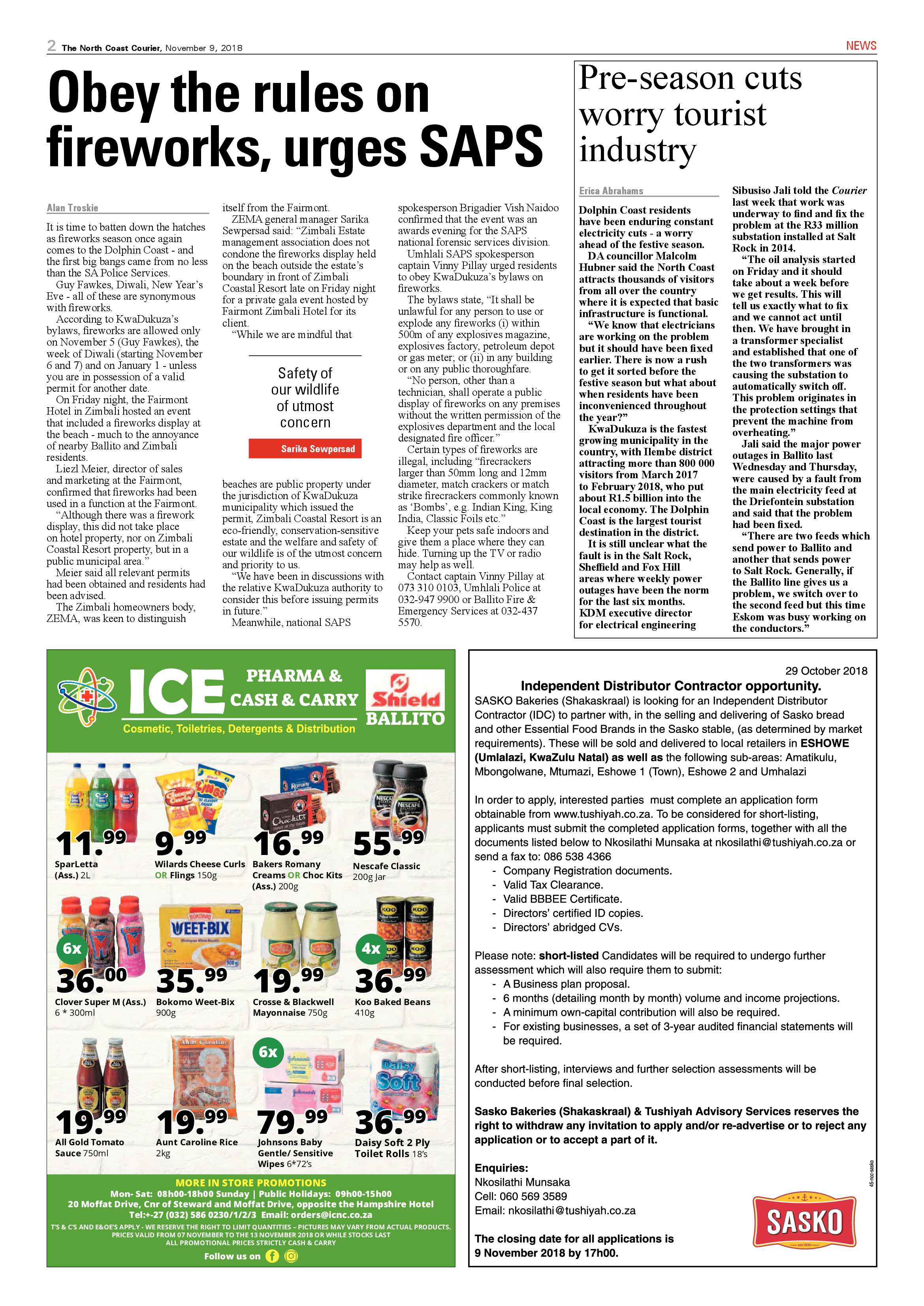The North Coast Courier – 09 November 2018 page 2