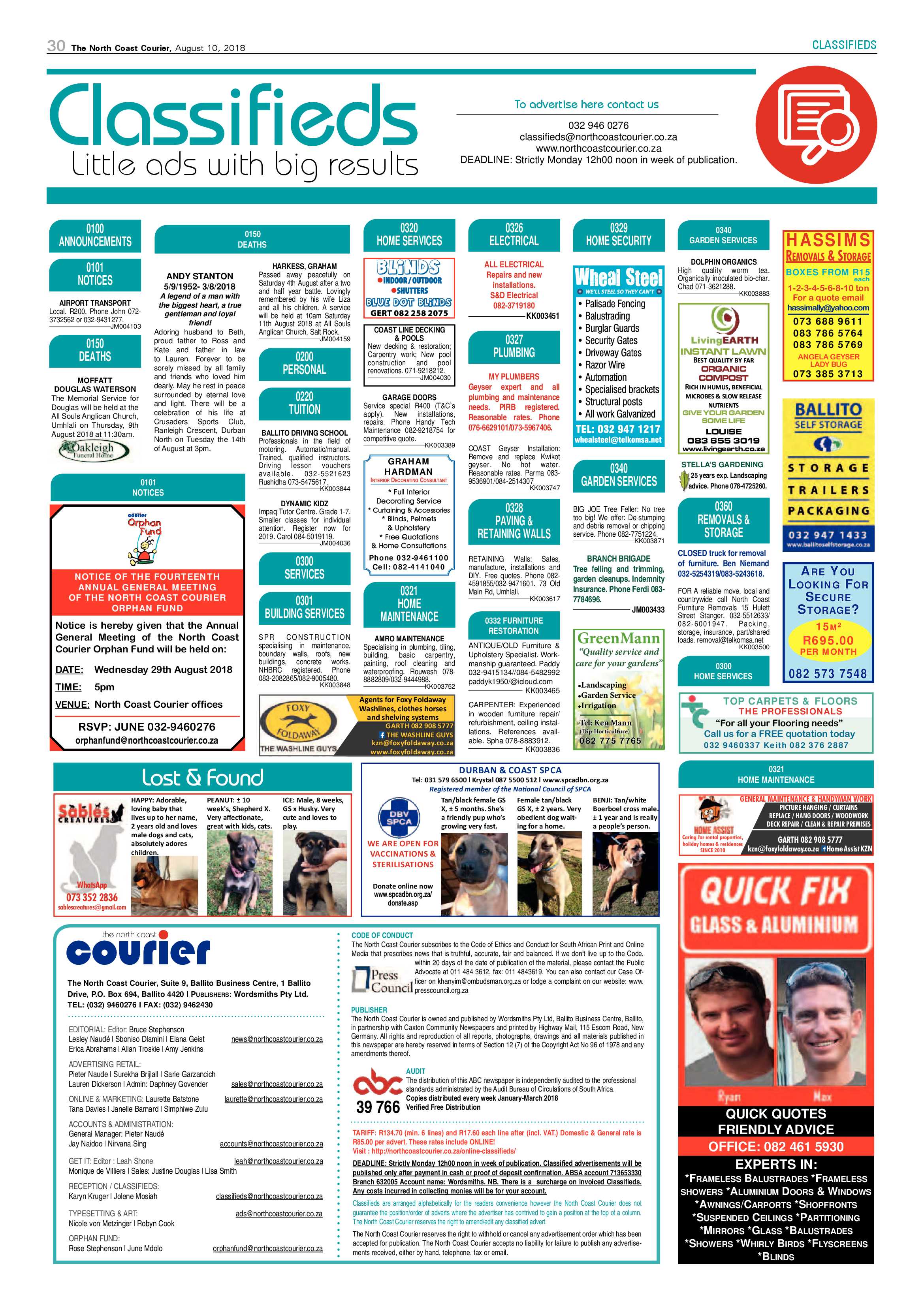 The North Coast Courier – 10 August 2018 page 30