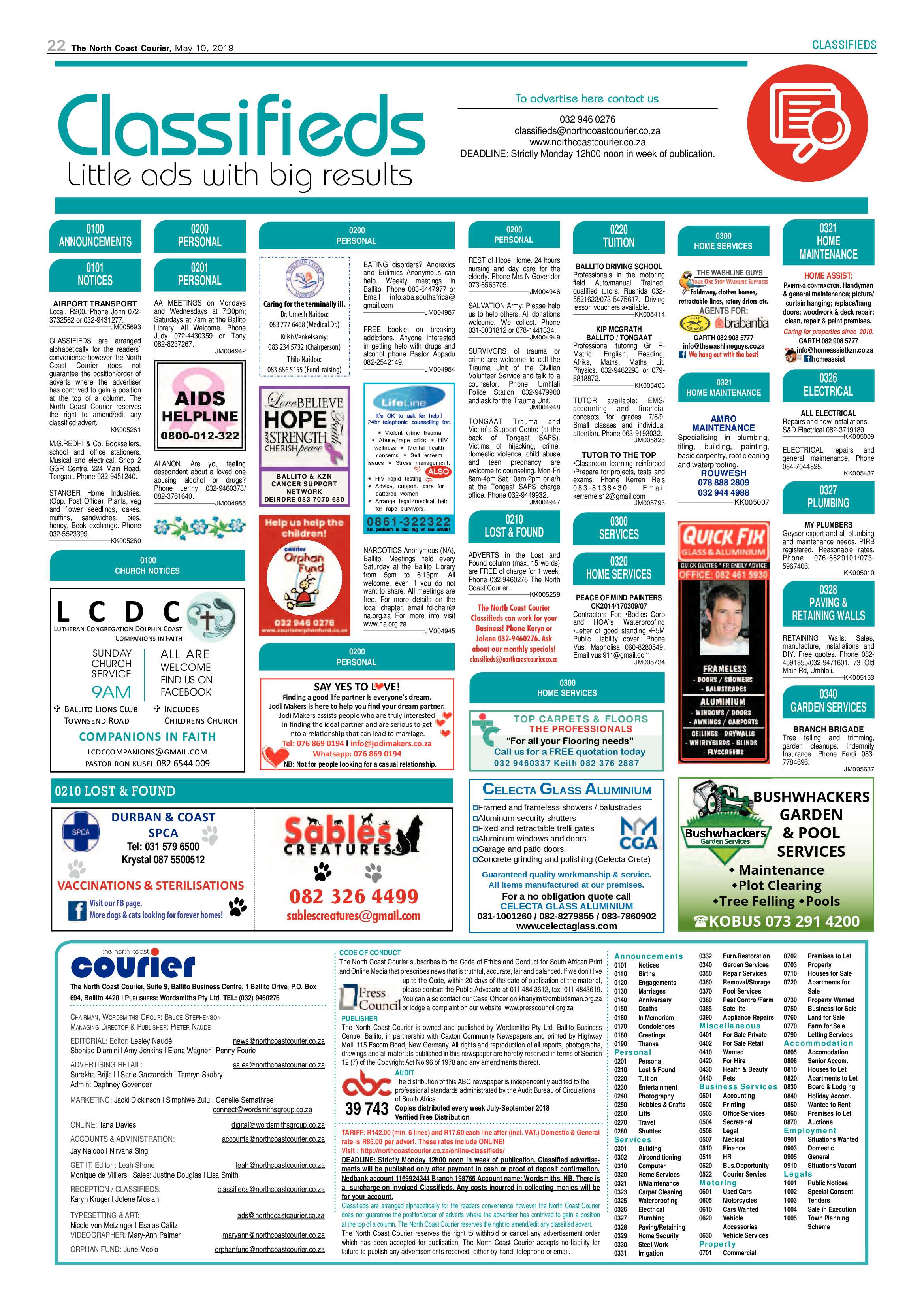 The North Coast Courier – 10 May 2019 page 22