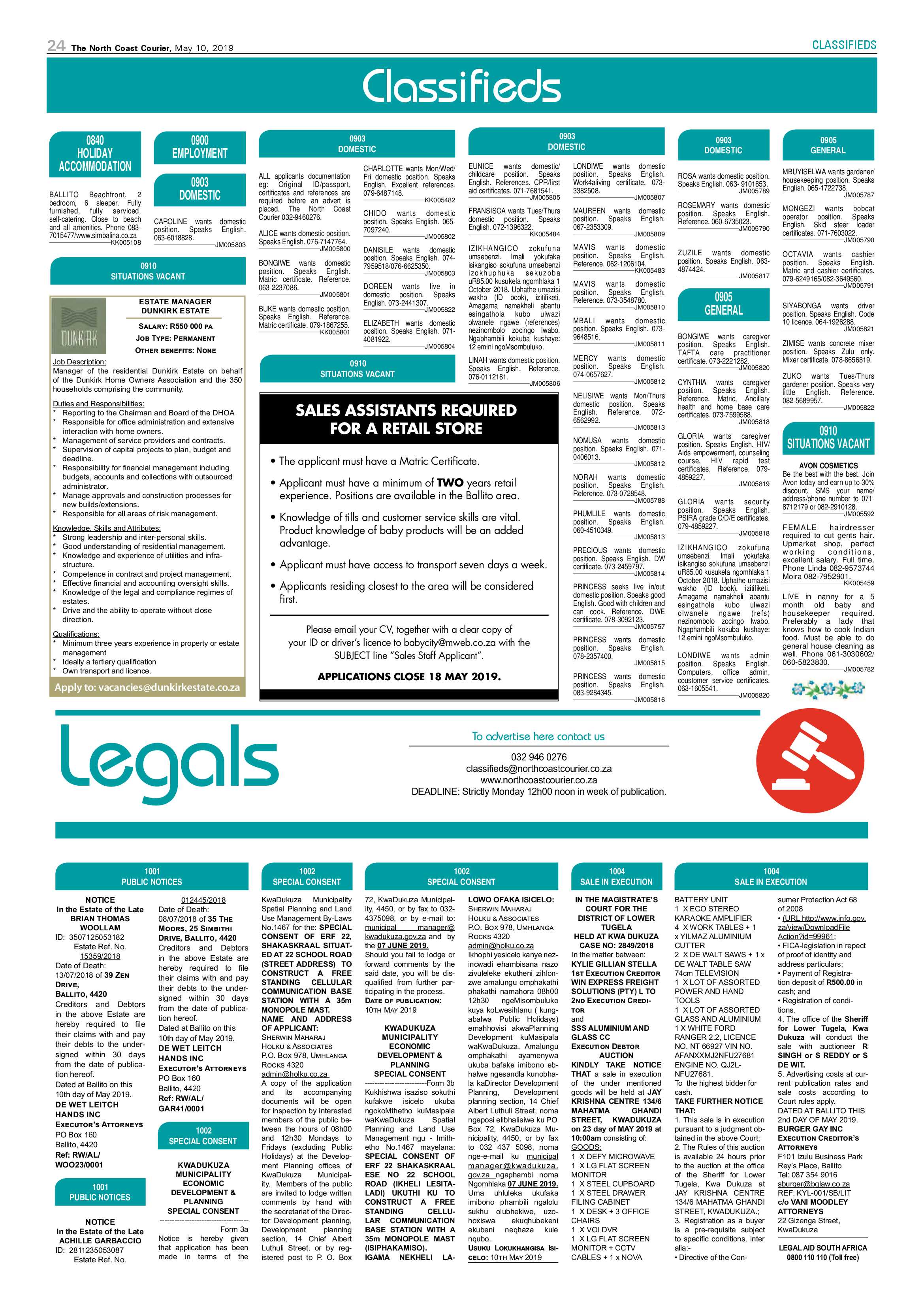 The North Coast Courier – 10 May 2019 page 24