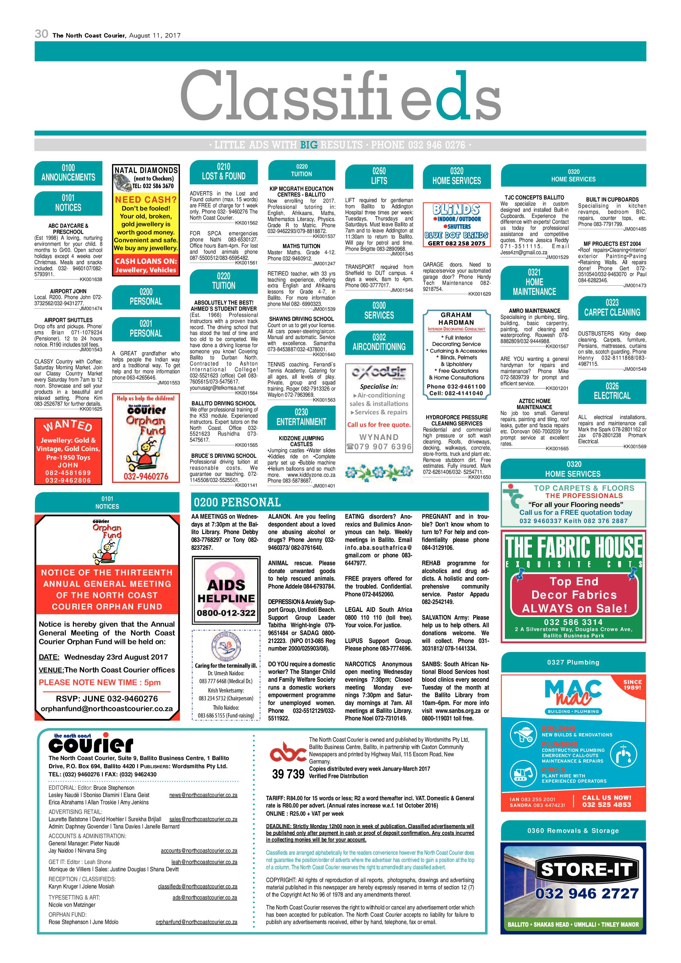 The North Coast Courier – 11 August 2017 page 30