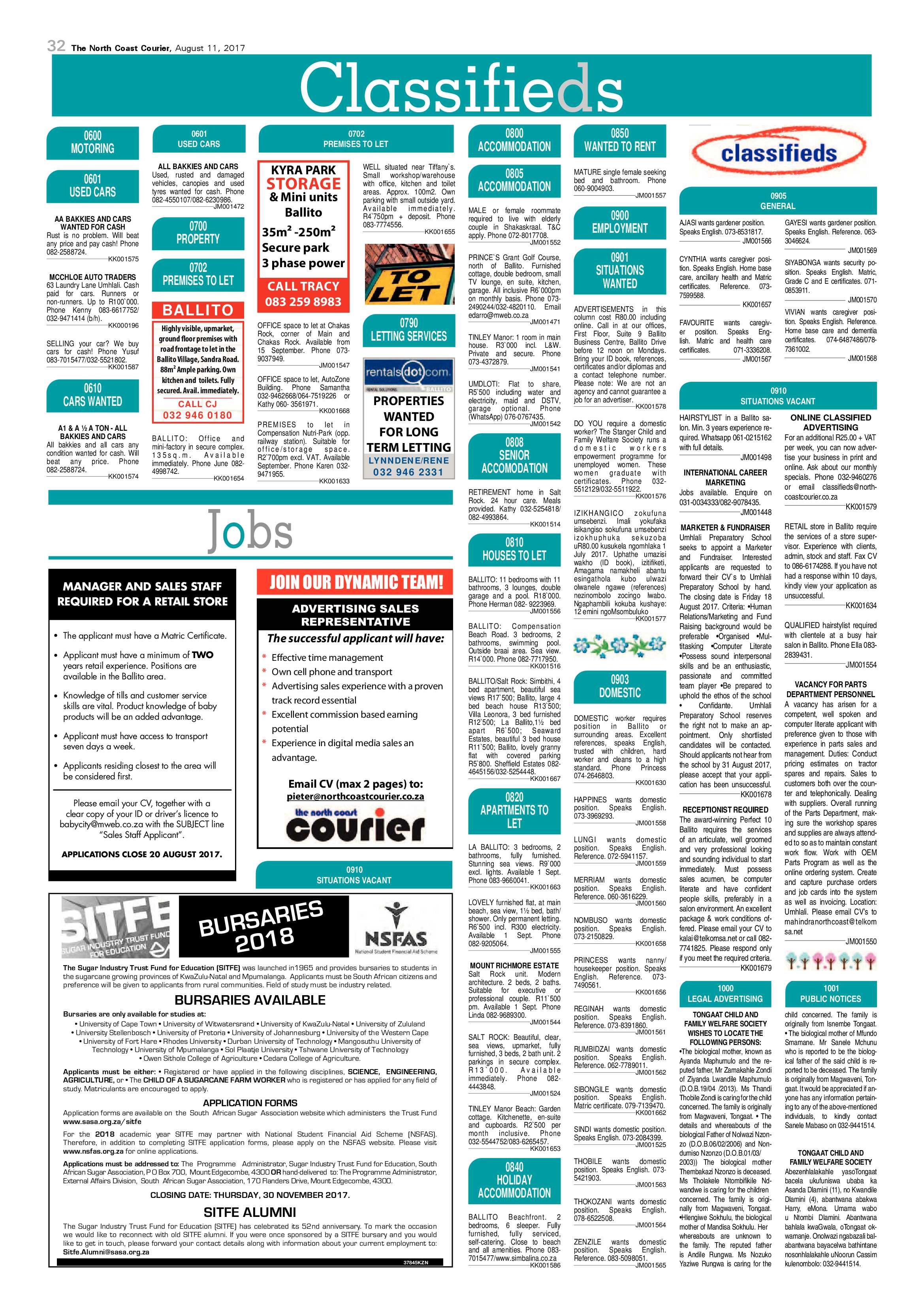The North Coast Courier – 11 August 2017 page 32