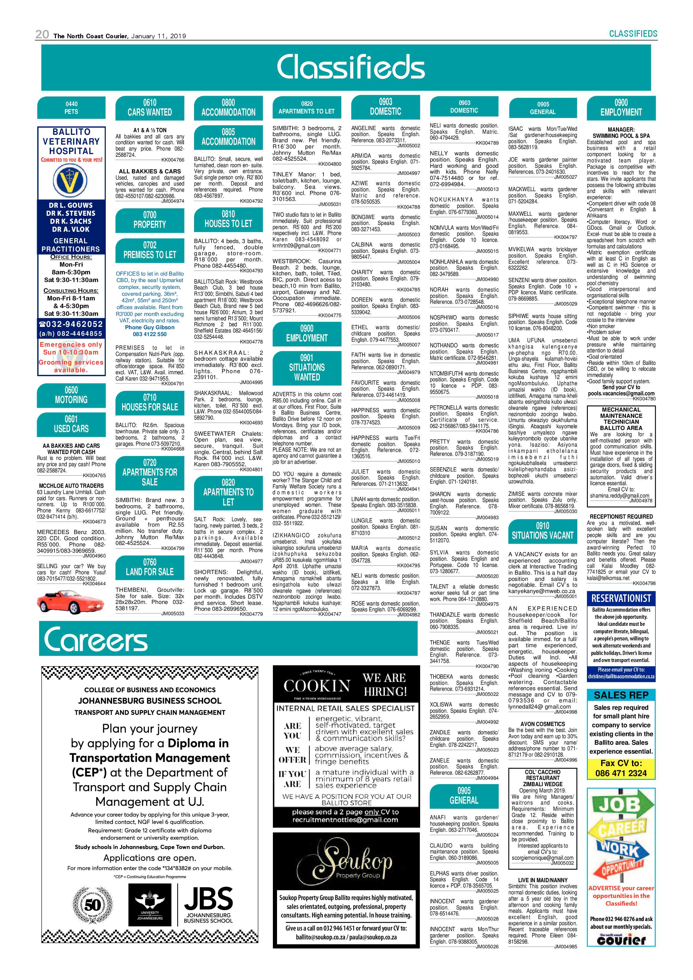 The North Coast Courier – 11 January 2019 page 20