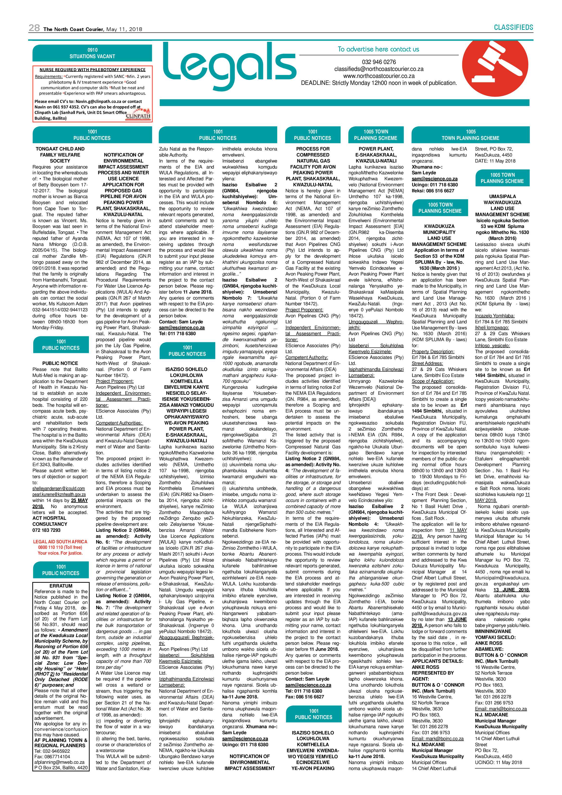 The North Coast Courier – 11 May 2018 page 28