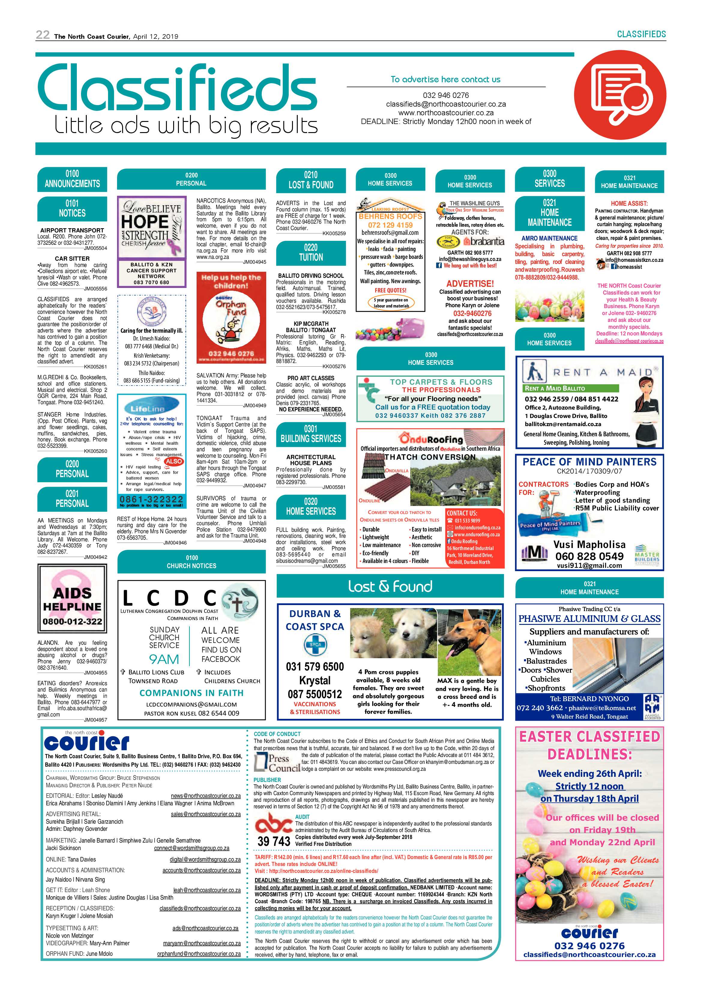 The North Coast Courier – 12 April 2019 page 22