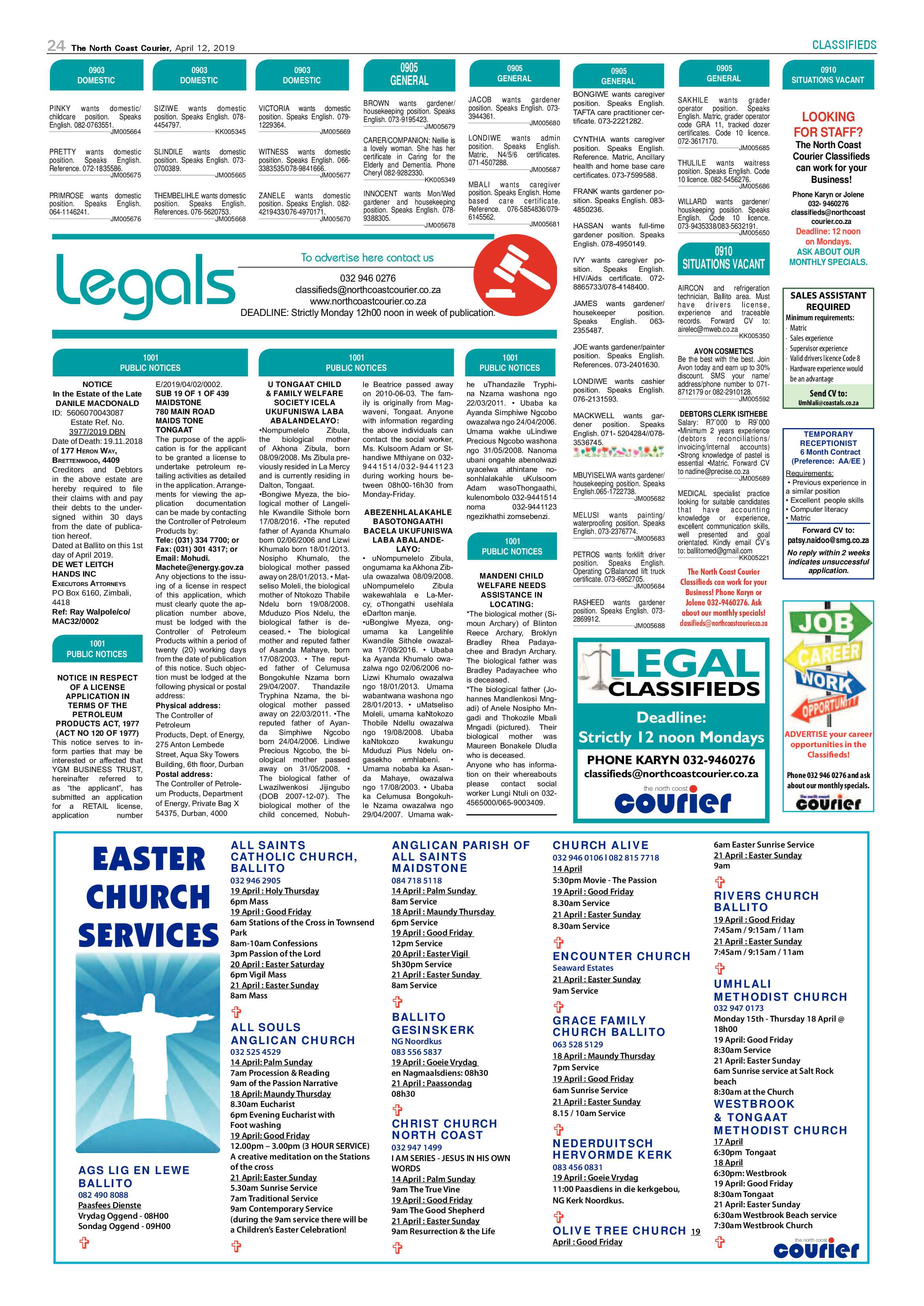 The North Coast Courier – 12 April 2019 page 24