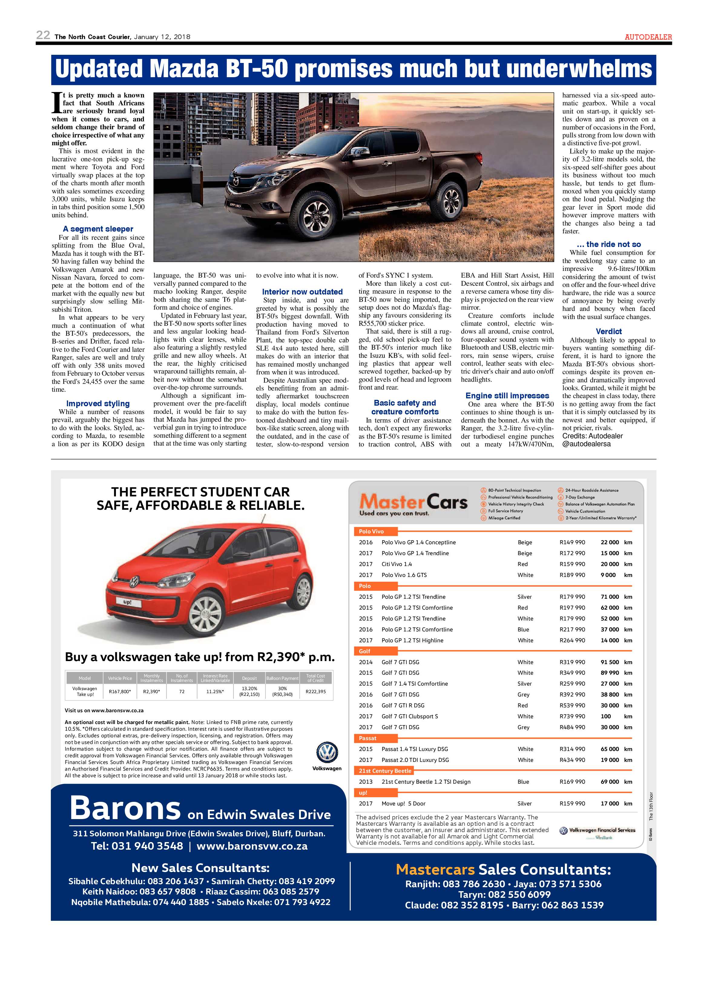 The North Coast Courier – 12 January 2018 page 22
