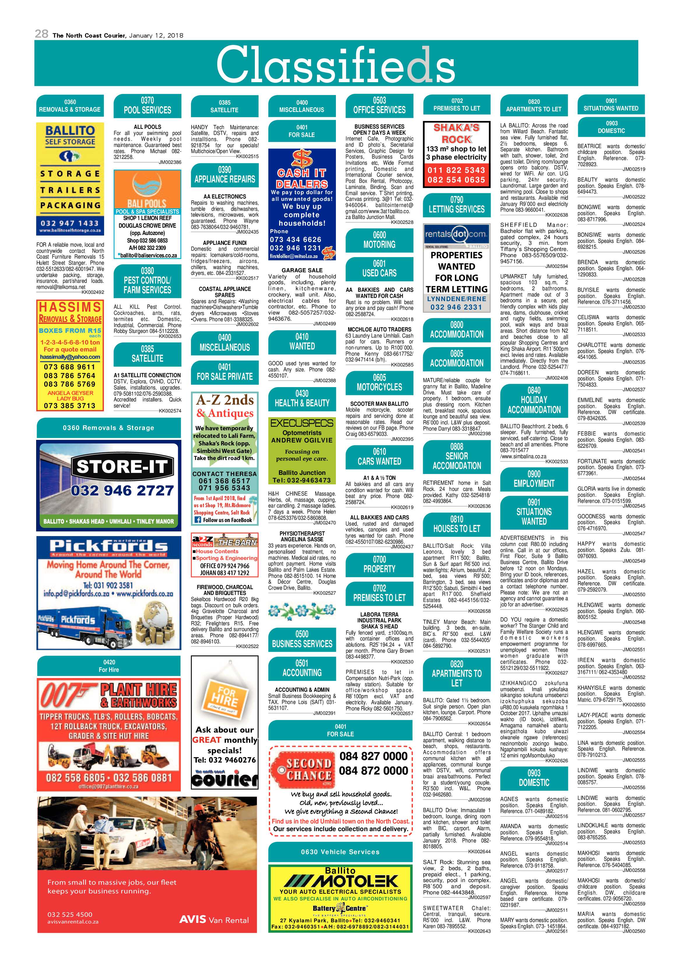 The North Coast Courier – 12 January 2018 page 28