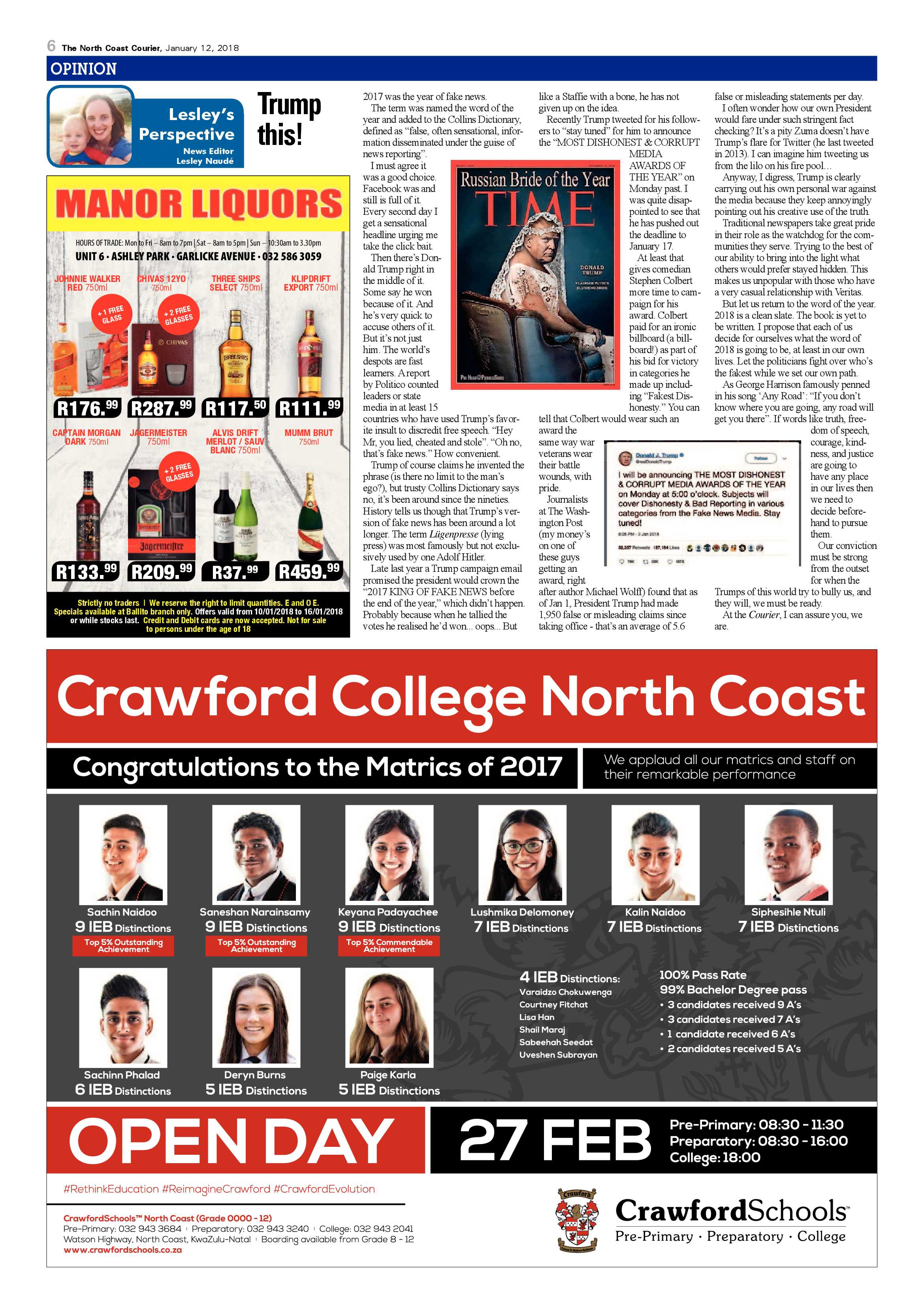 The North Coast Courier – 12 January 2018 page 6