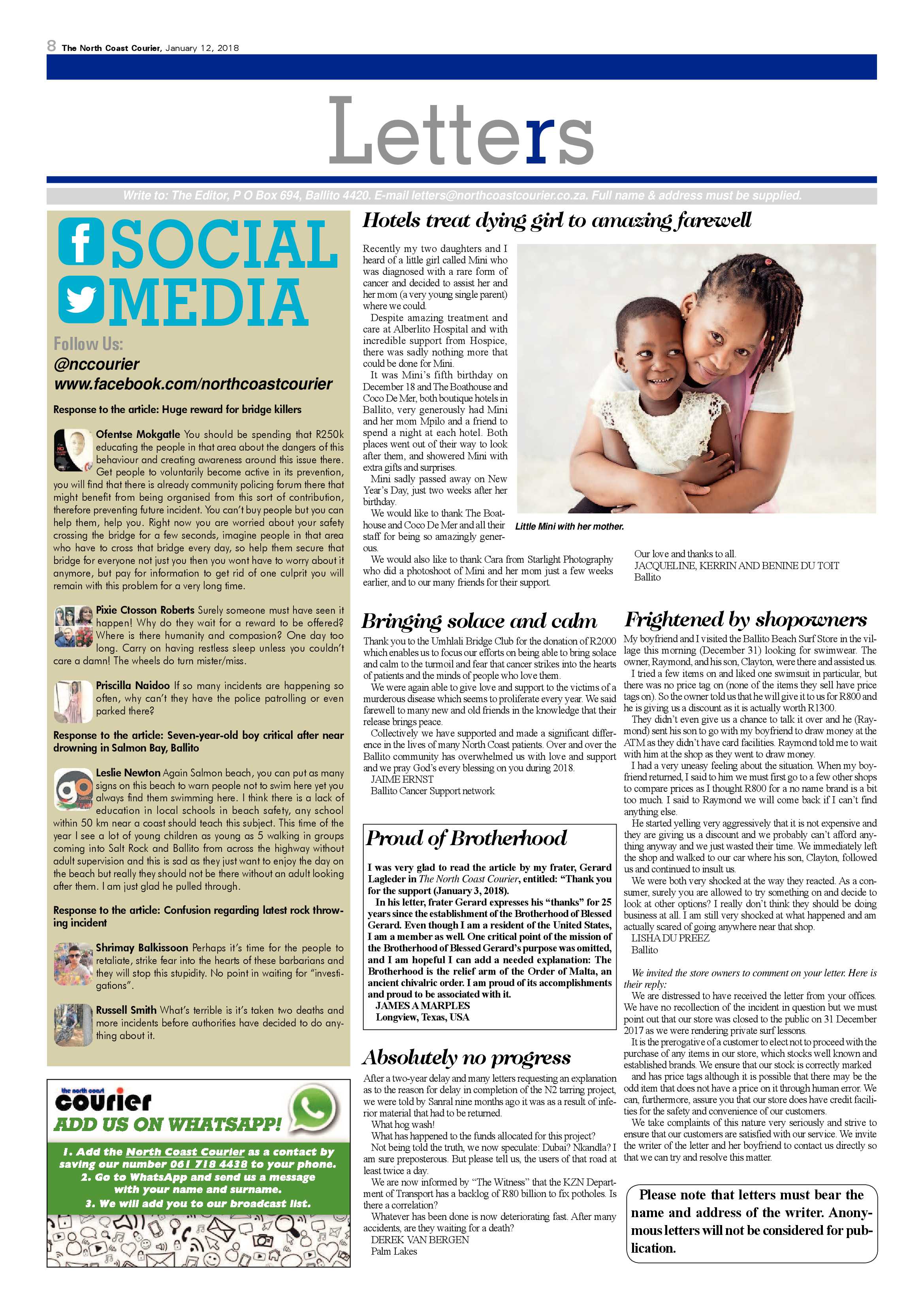 The North Coast Courier – 12 January 2018 page 8