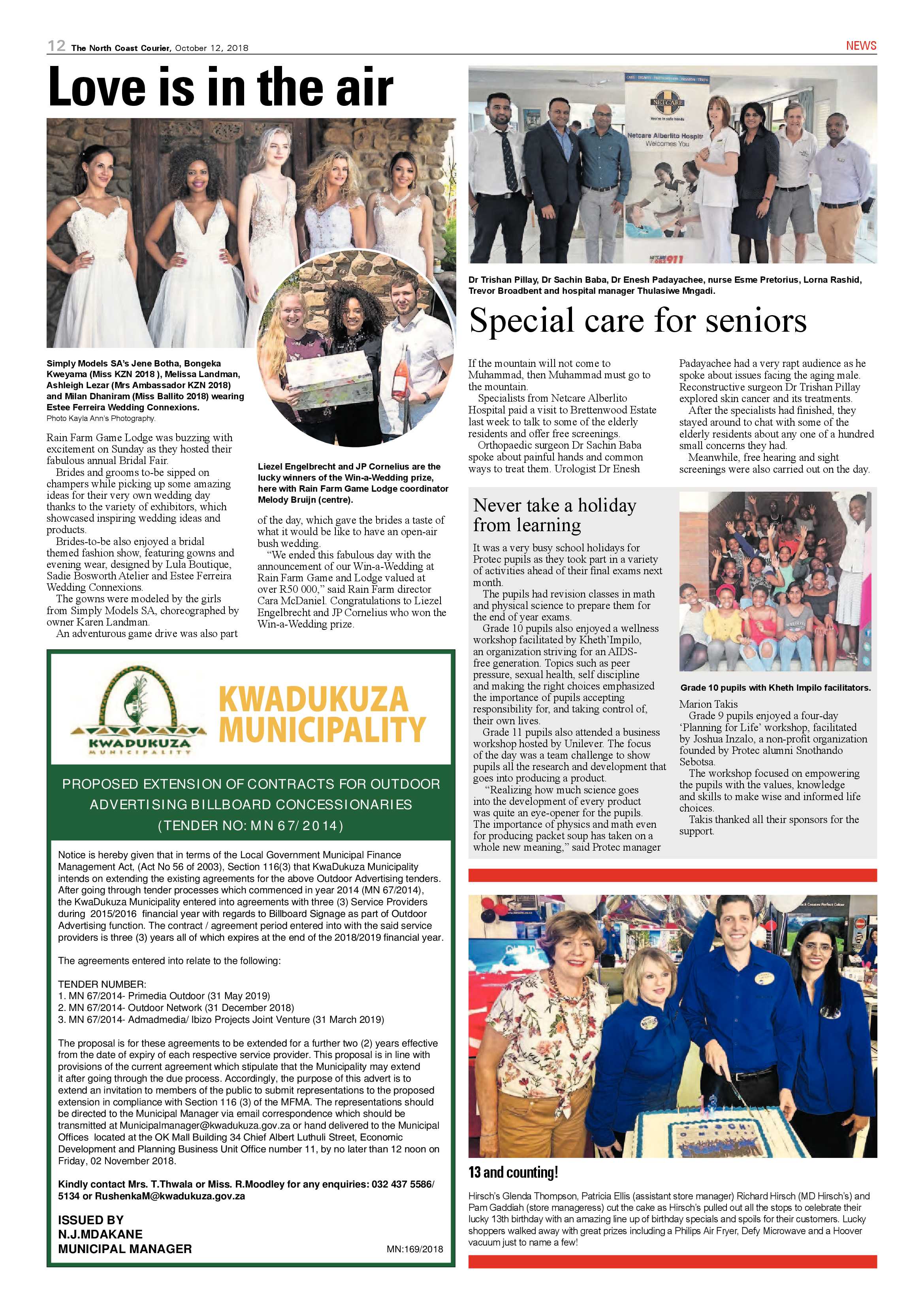 The North Coast Courier – 12 October 2018 page 12