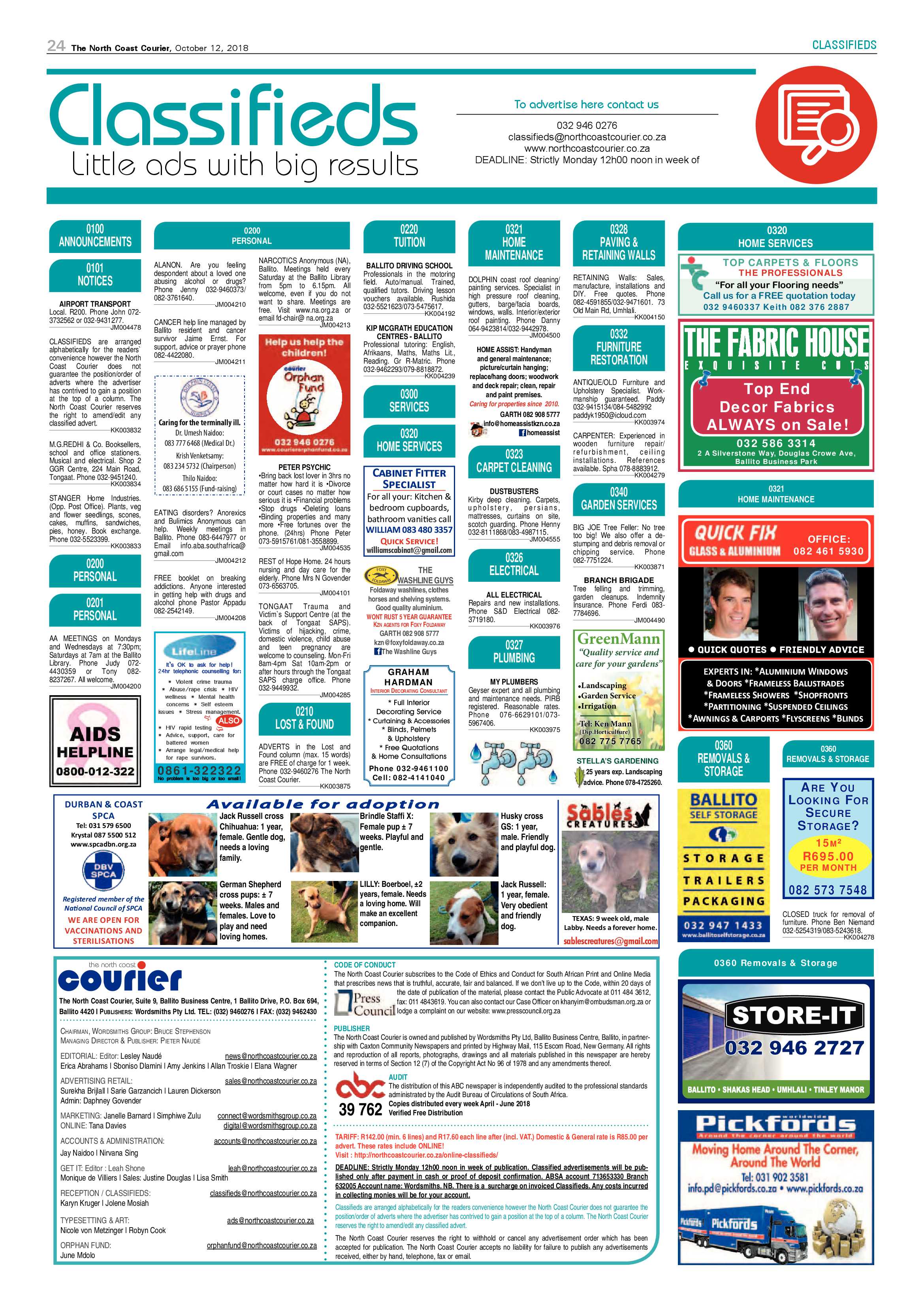 The North Coast Courier – 12 October 2018 page 24