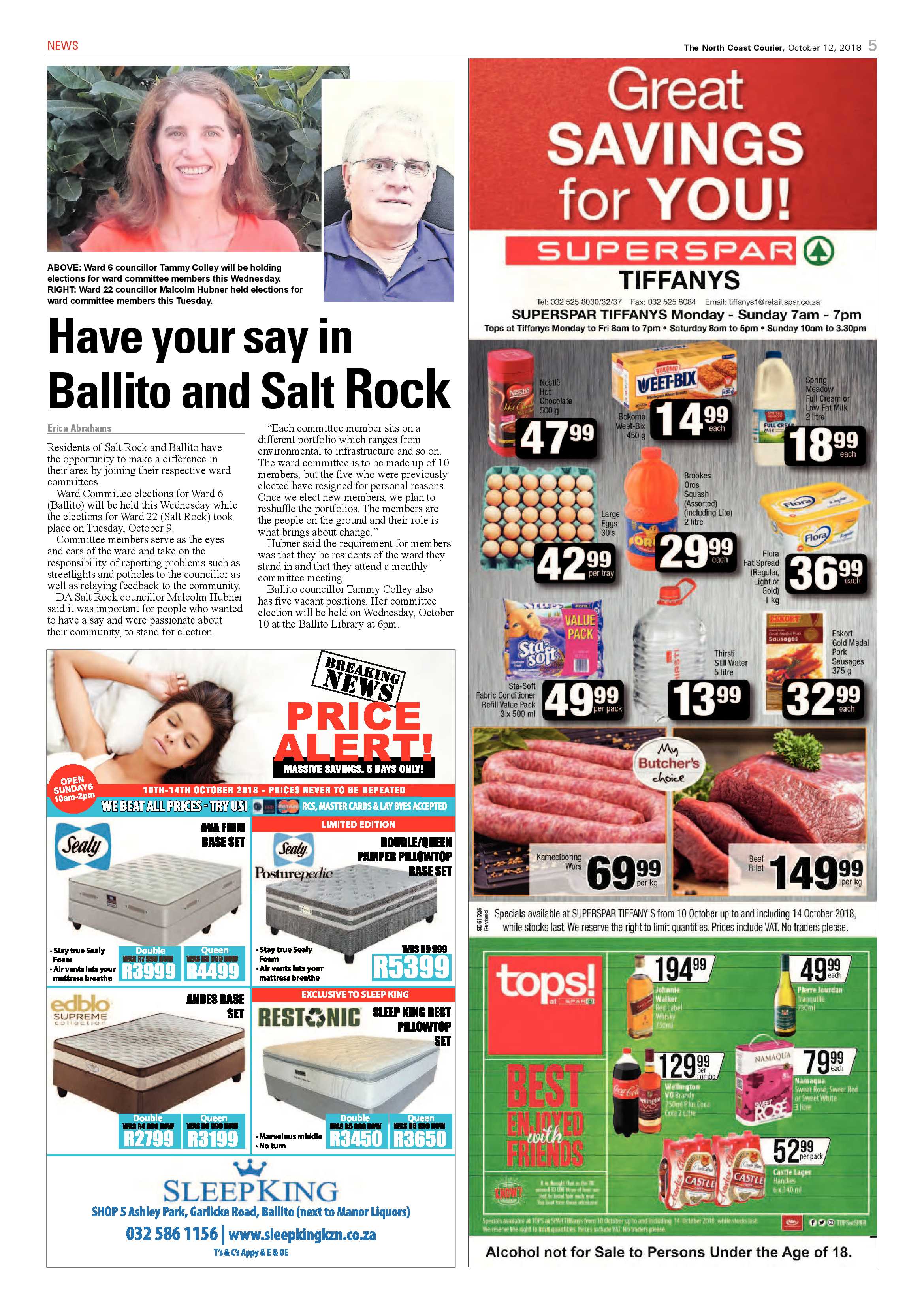 The North Coast Courier – 12 October 2018 page 5