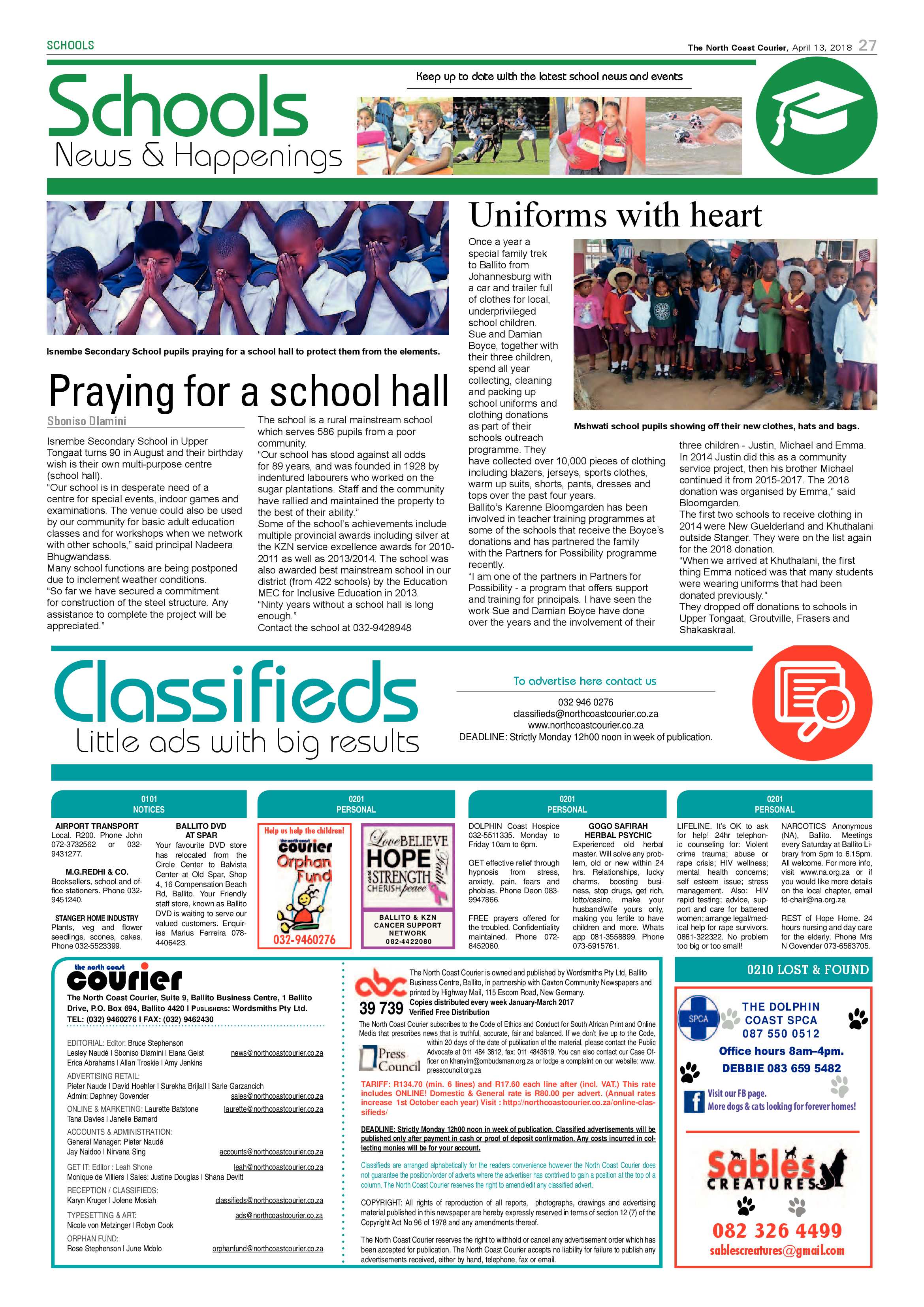 The North Coast Courier – 13 April 2018 page 27