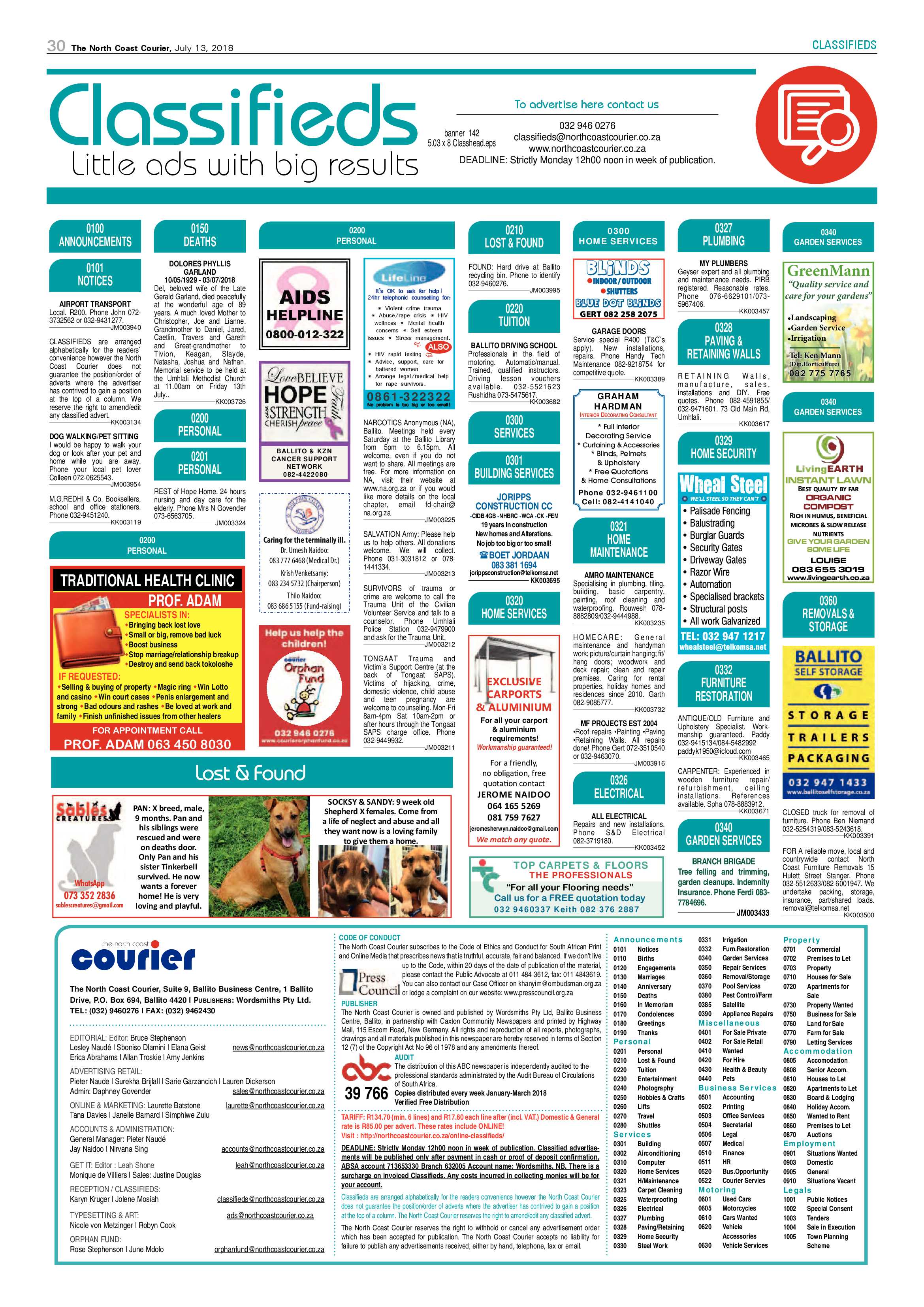 The North Coast Courier – 13 July 2018 page 30