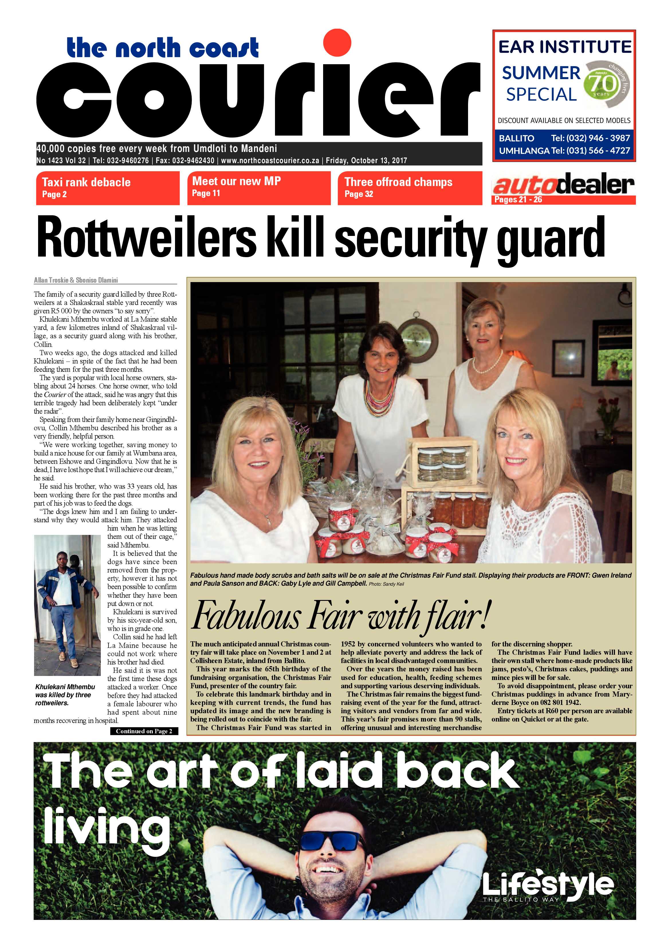 The North Coast Courier – 13 October 2017 page 1