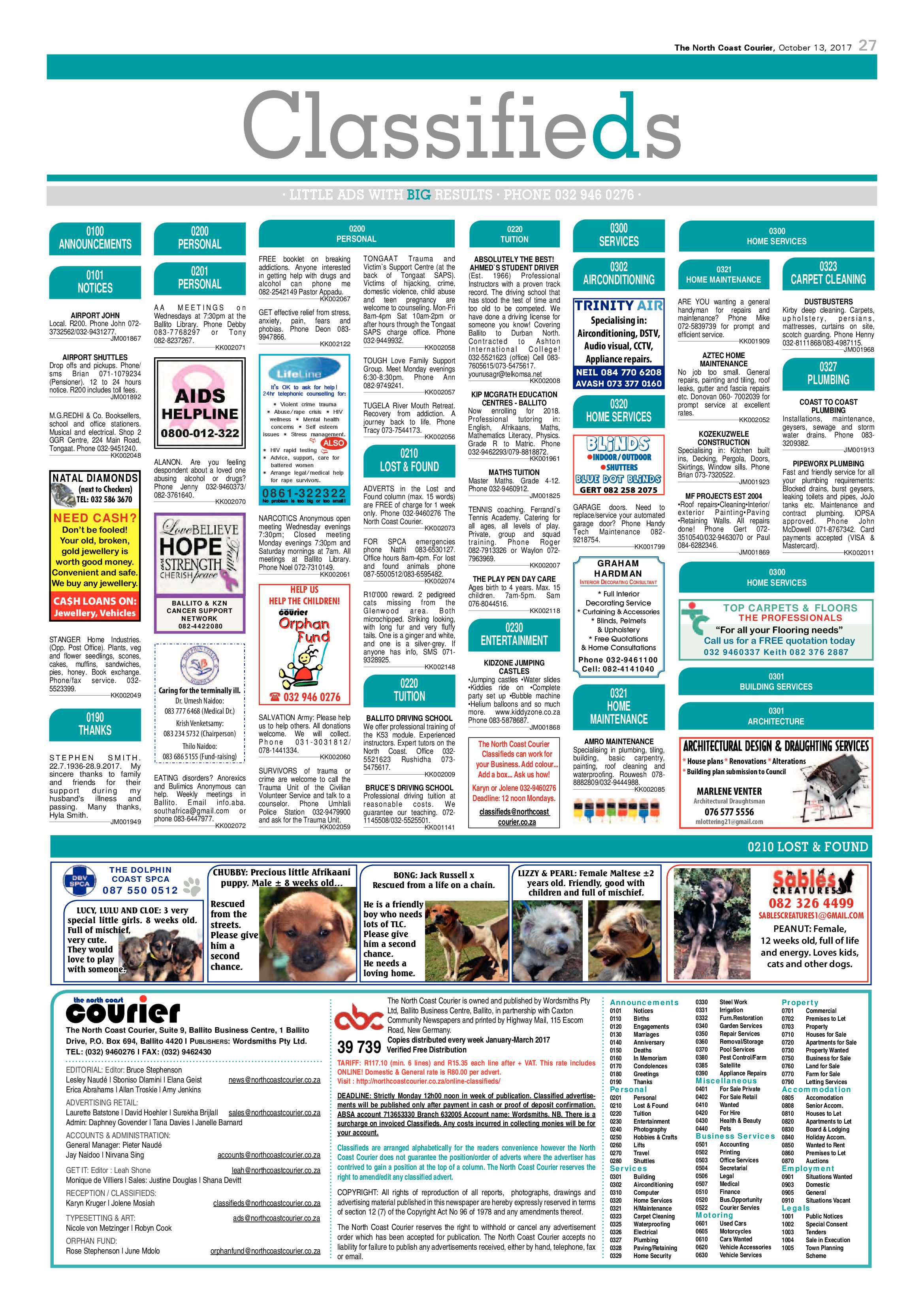 The North Coast Courier – 13 October 2017 page 27