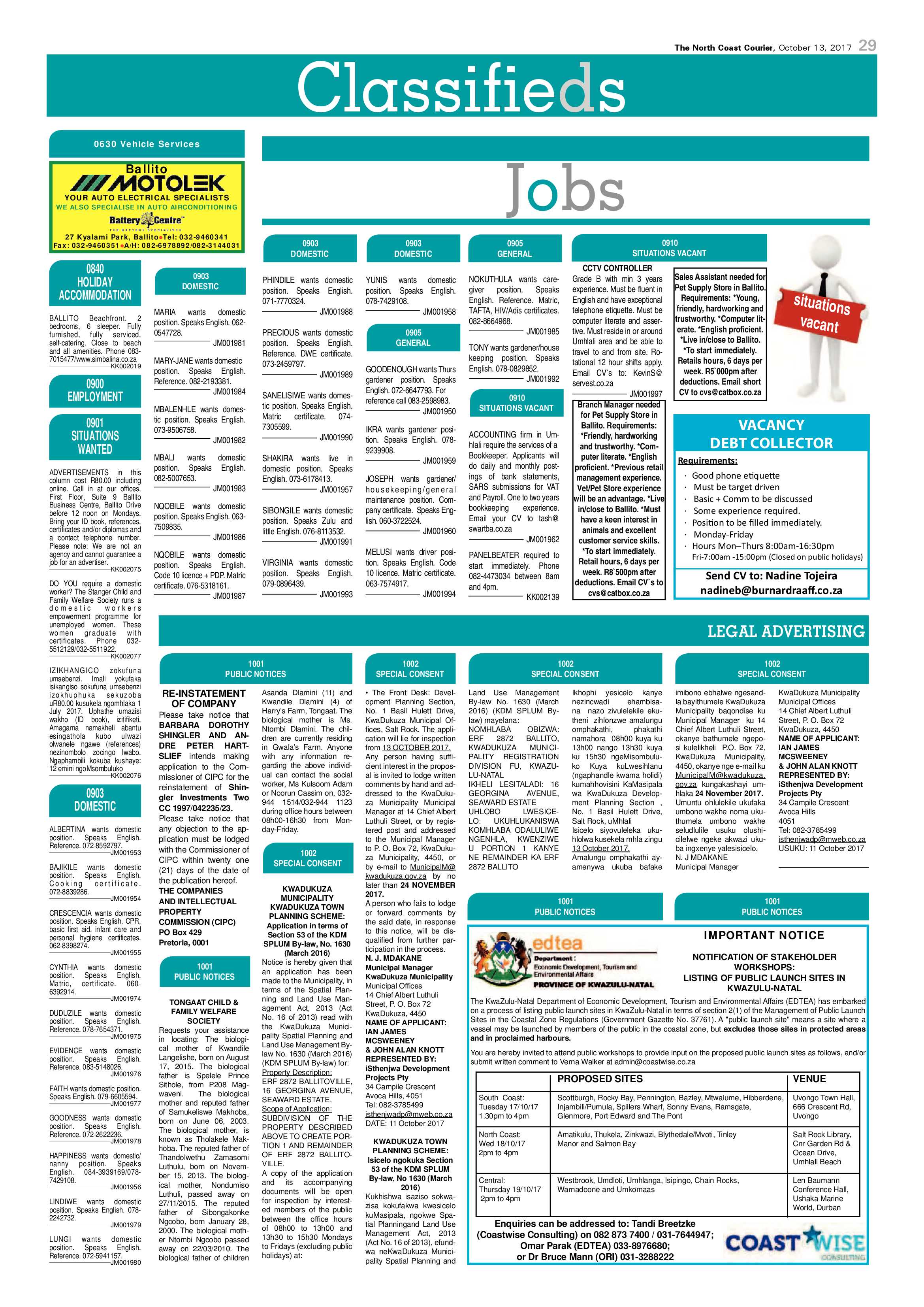 The North Coast Courier – 13 October 2017 page 29