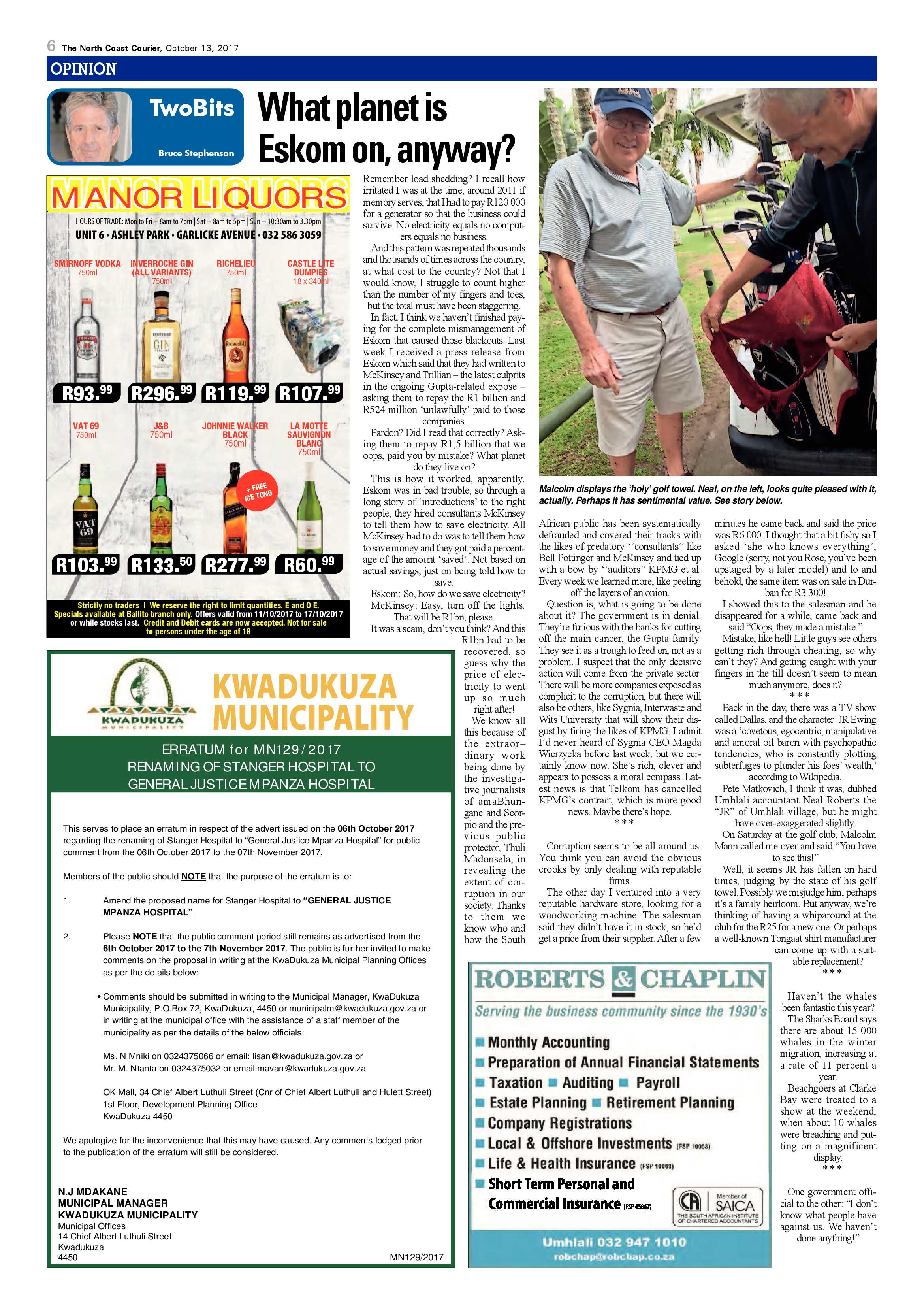 The North Coast Courier – 13 October 2017 page 6