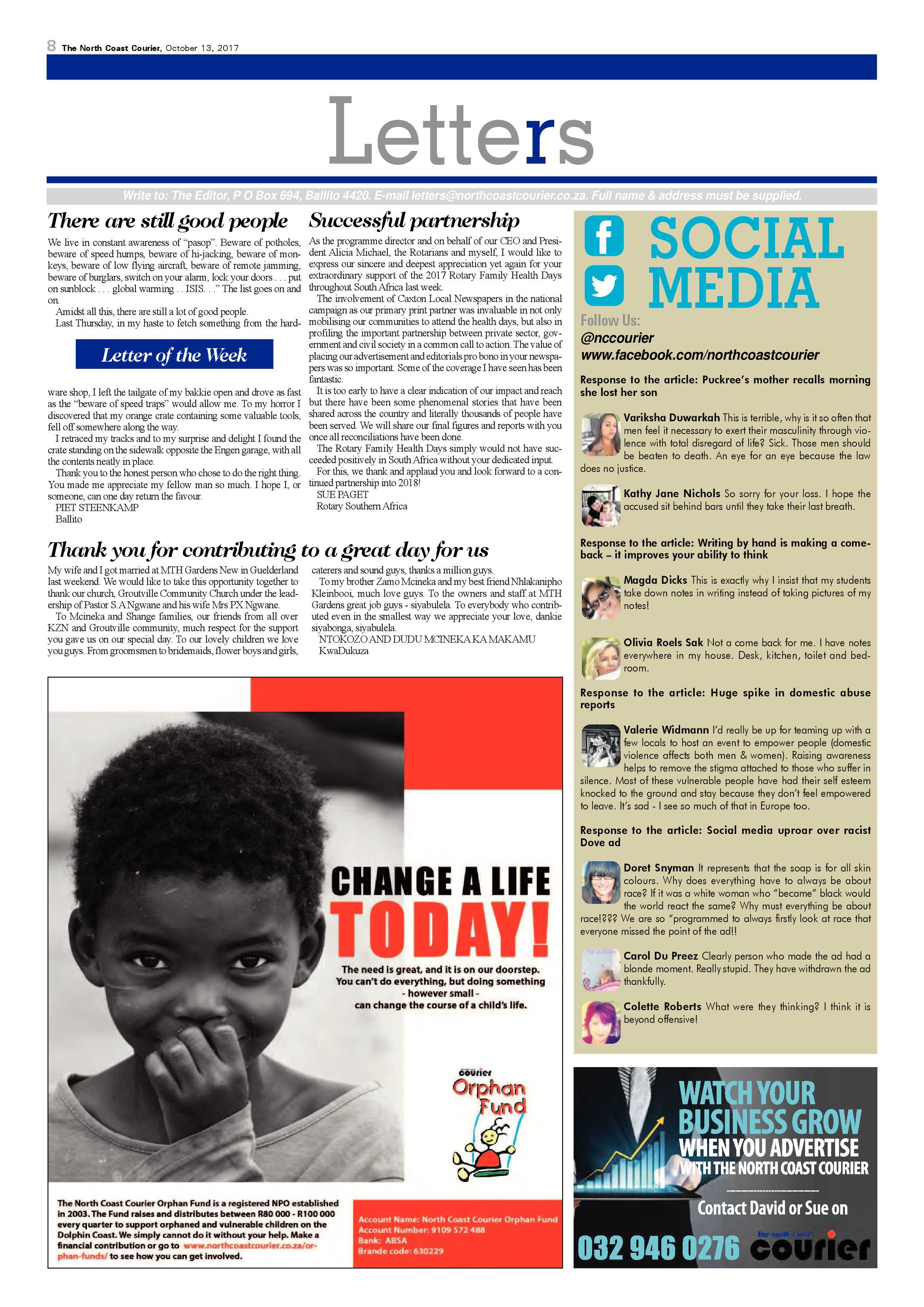 The North Coast Courier – 13 October 2017 page 8