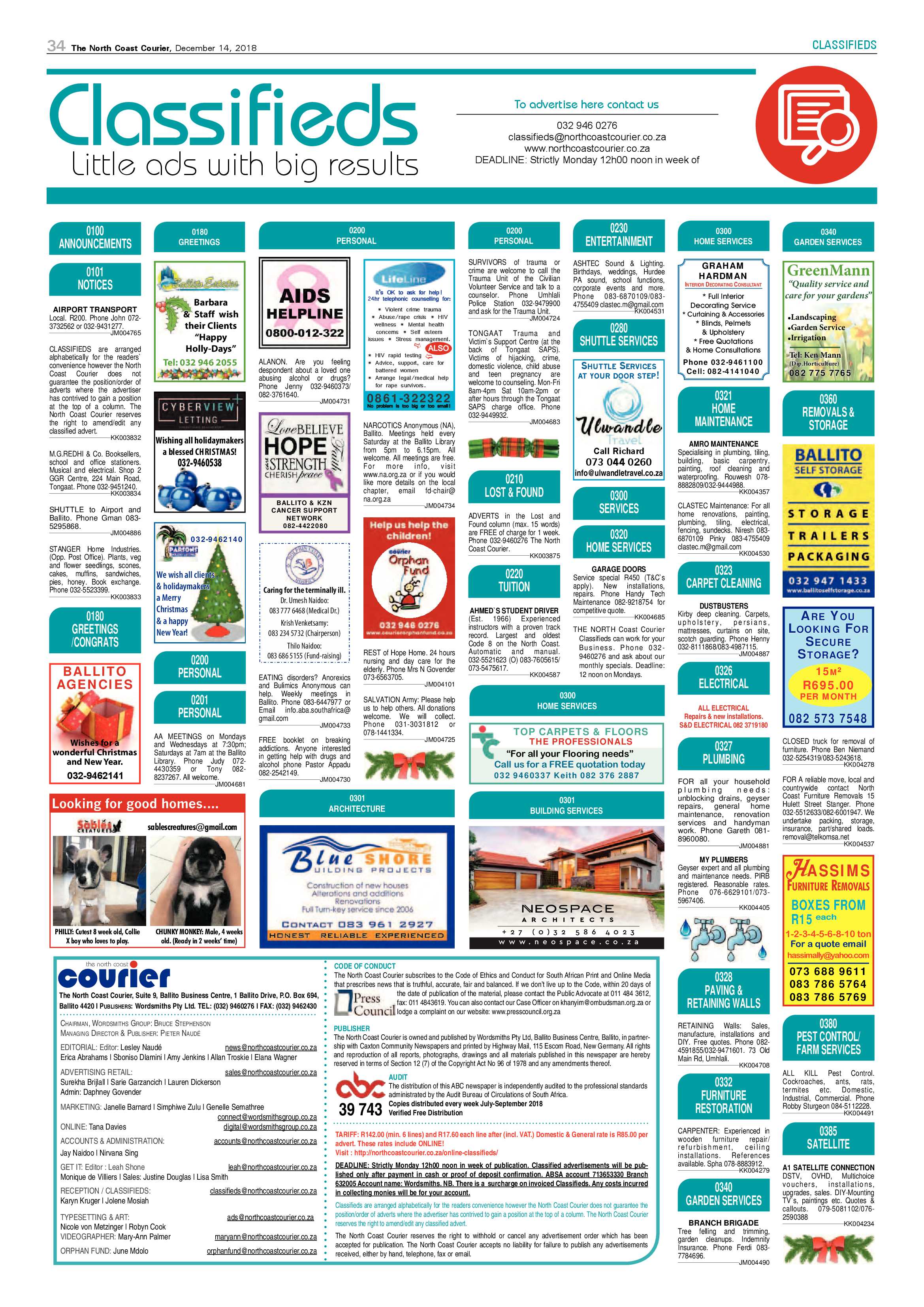 The North Coast Courier – 14 December 2018 page 34