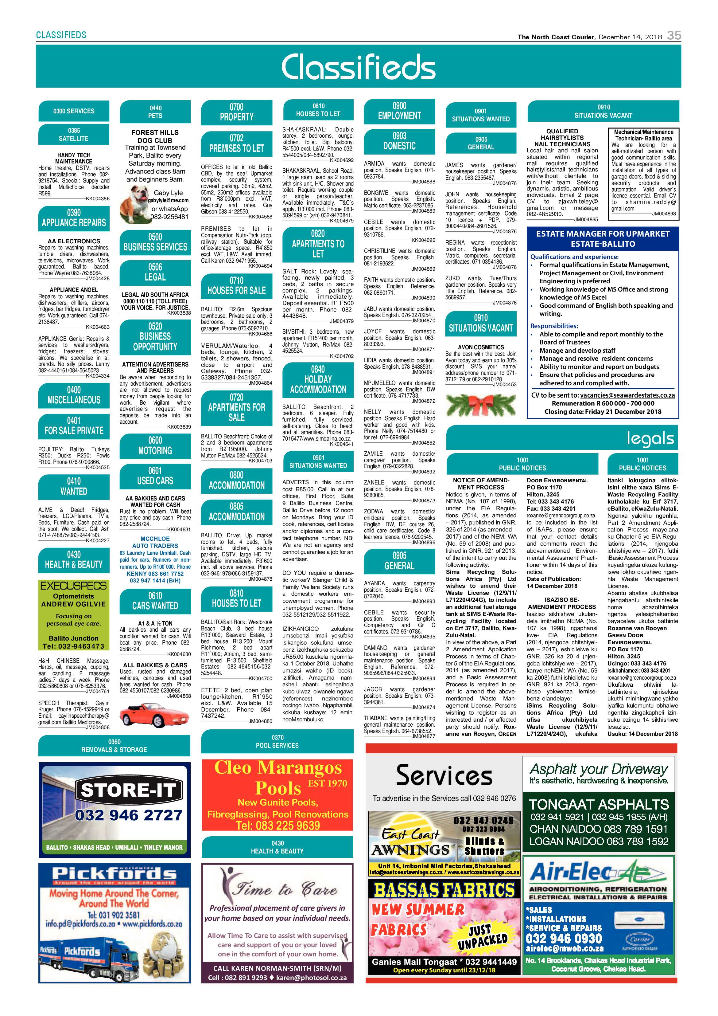 The North Coast Courier – 14 December 2018 page 35