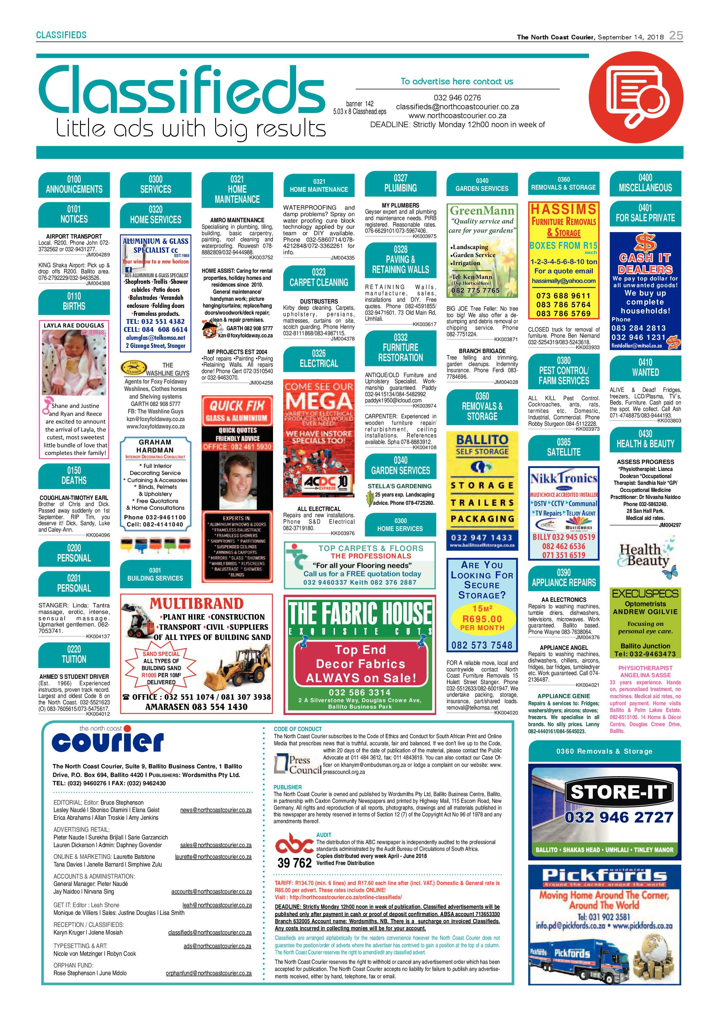 The North Coast Courier – 14 September 2018 page 25
