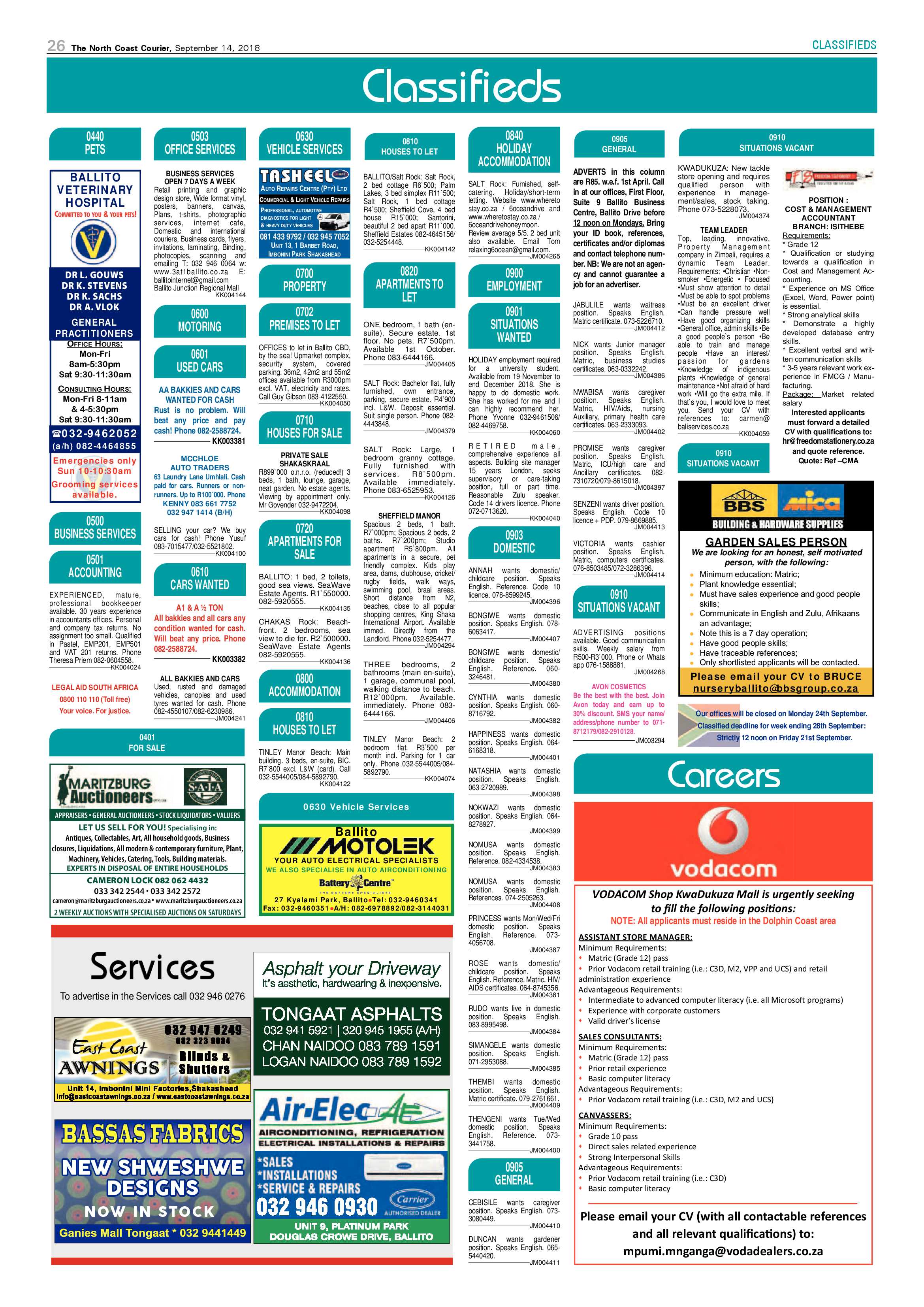 The North Coast Courier – 14 September 2018 page 26