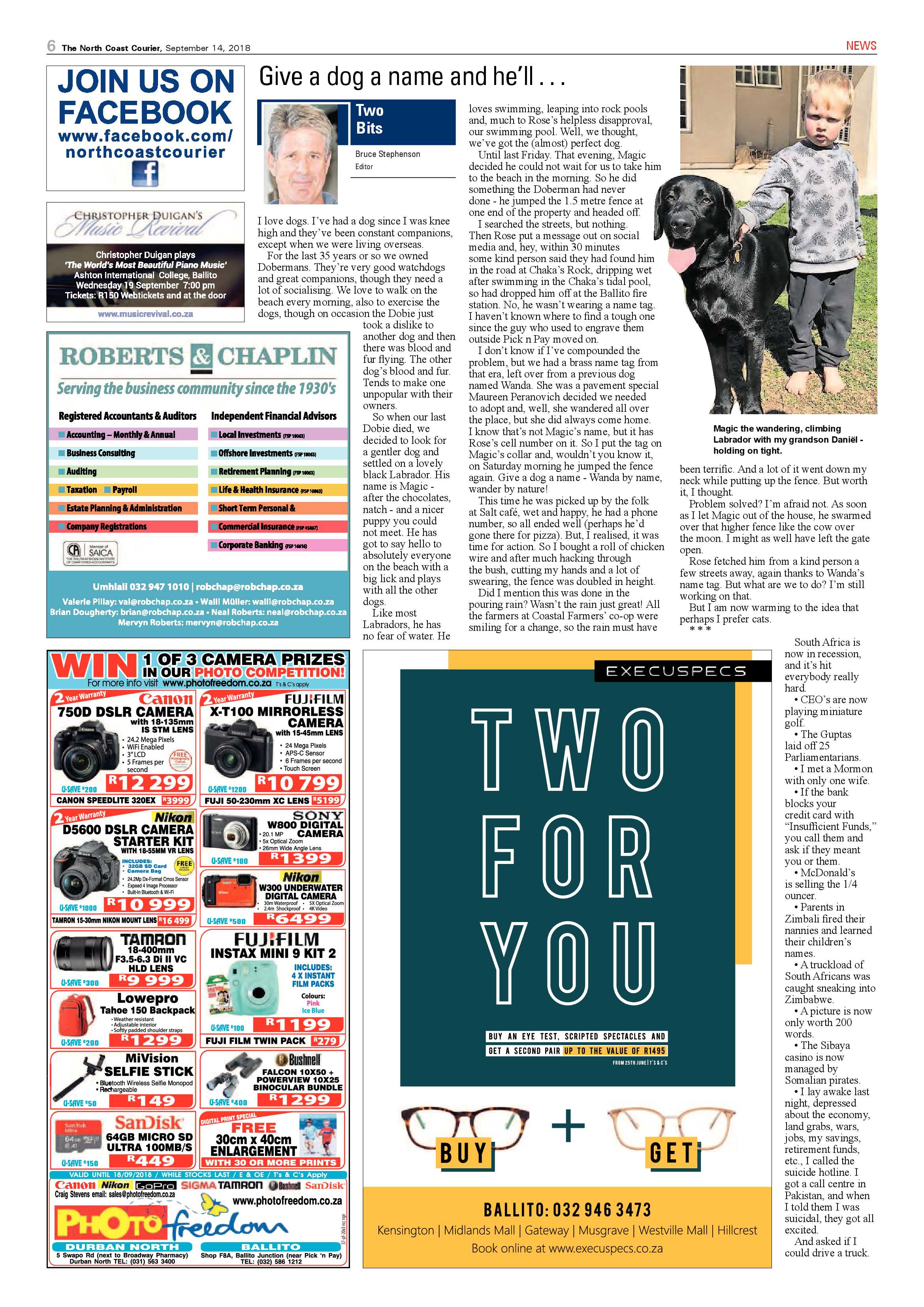 The North Coast Courier – 14 September 2018 page 6