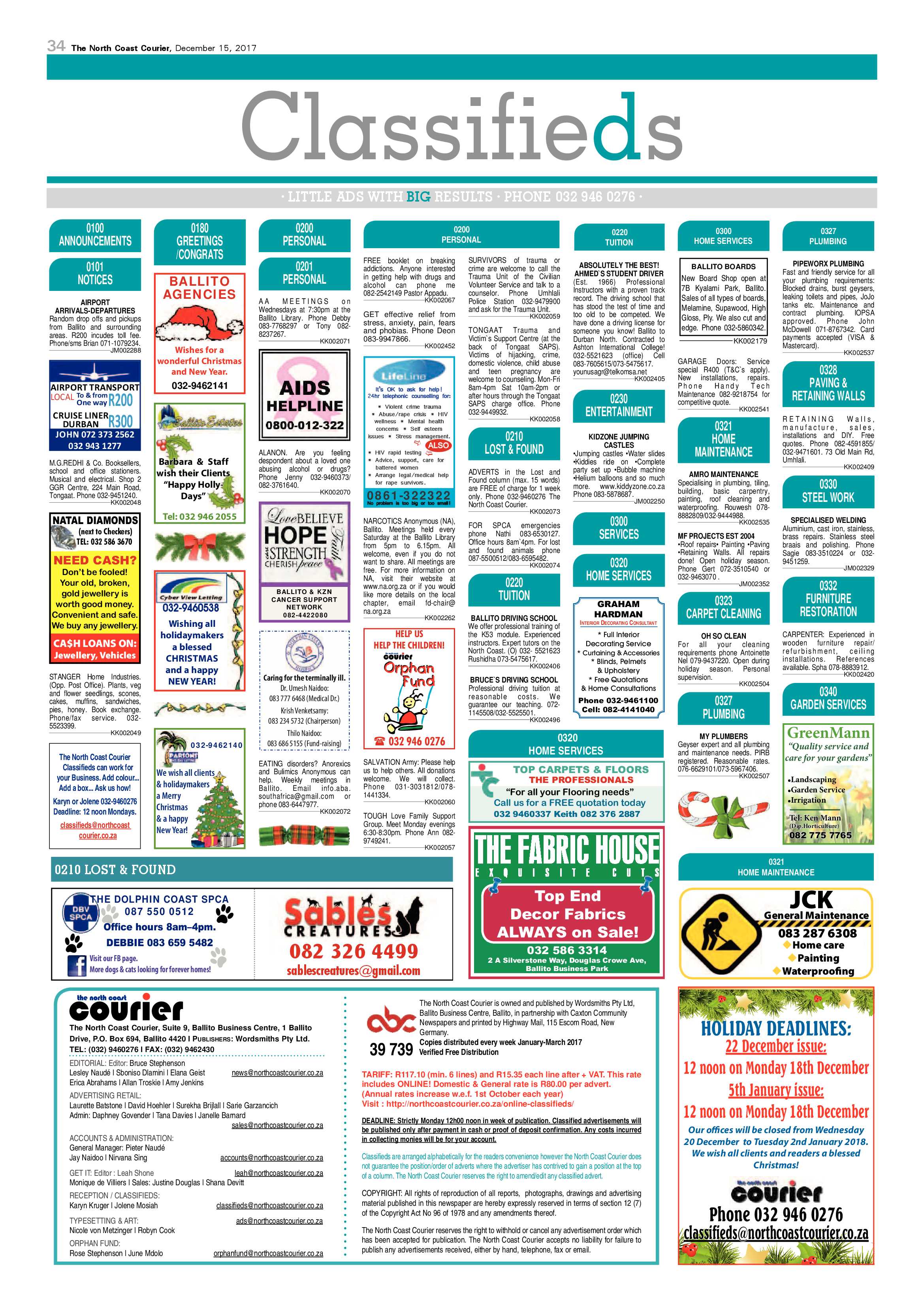 The North Coast Courier – 15 December 2017 page 34
