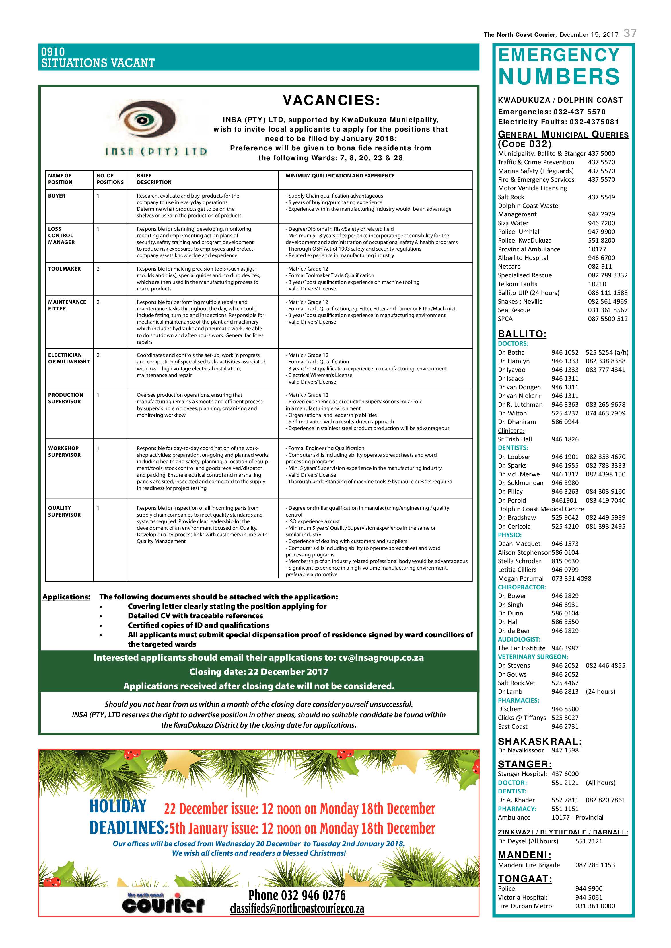 The North Coast Courier – 15 December 2017 page 37