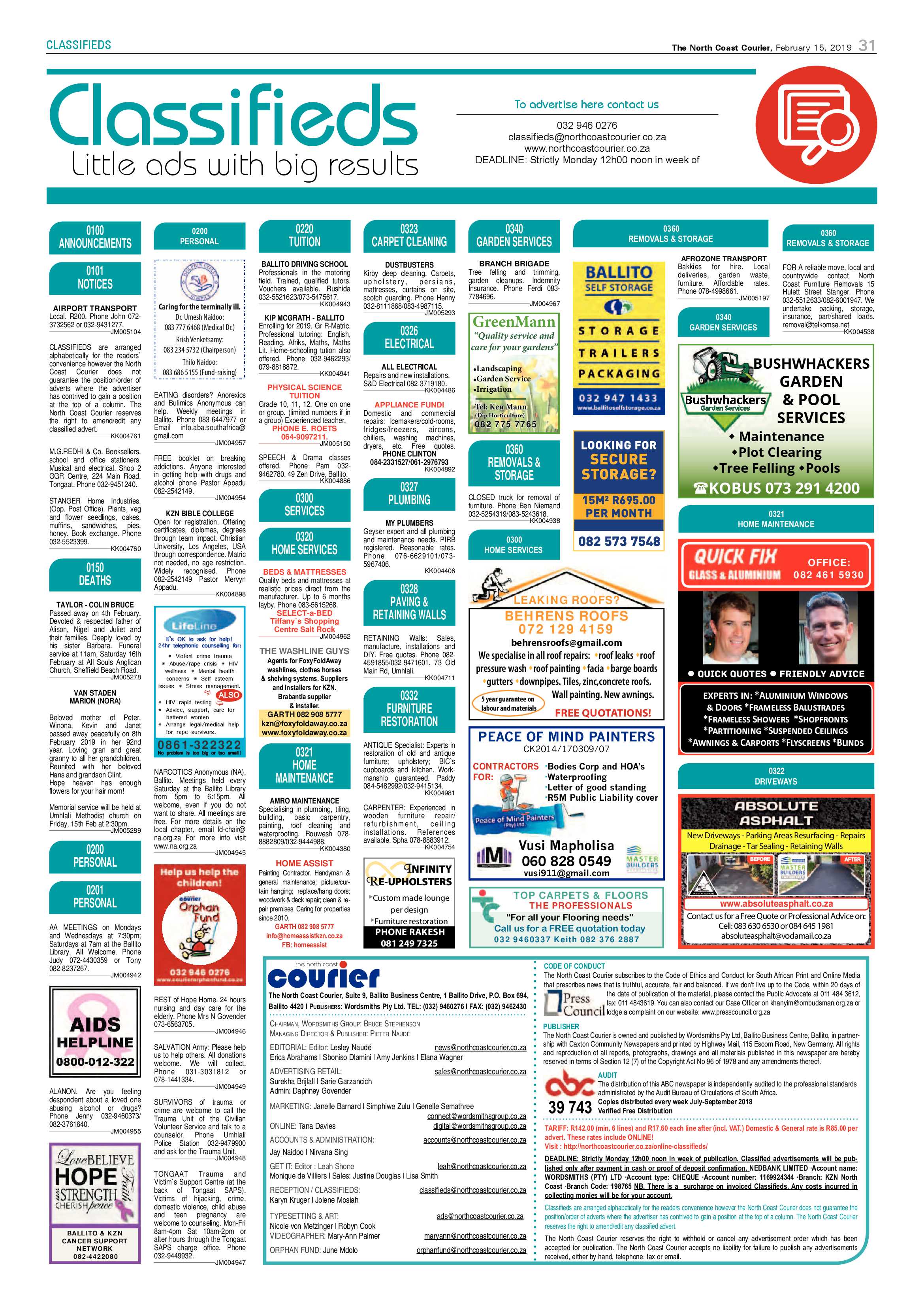 The North Coast Courier – 15 February 2019 page 31