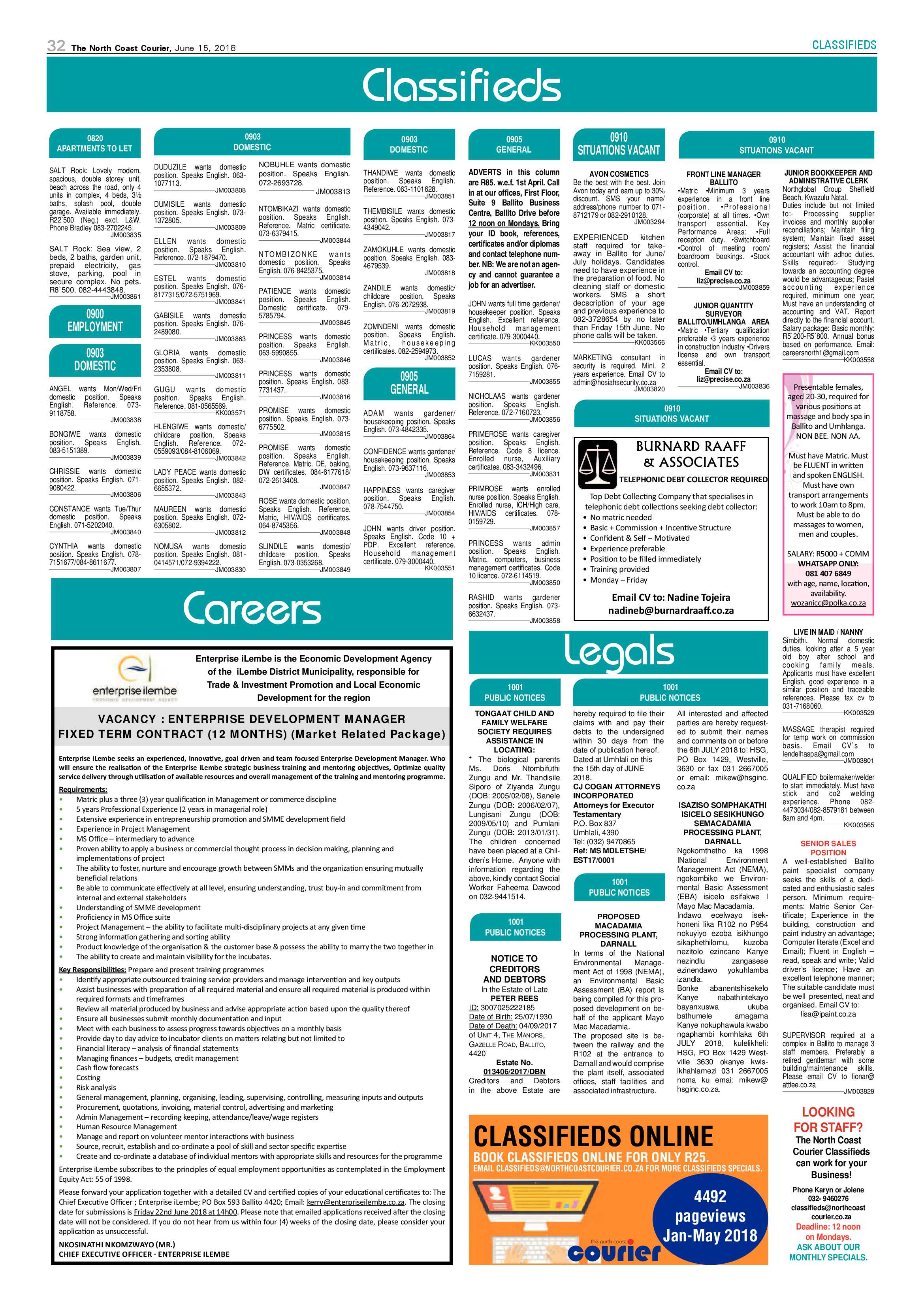 The North Coast Courier – 15 June 2018 page 32