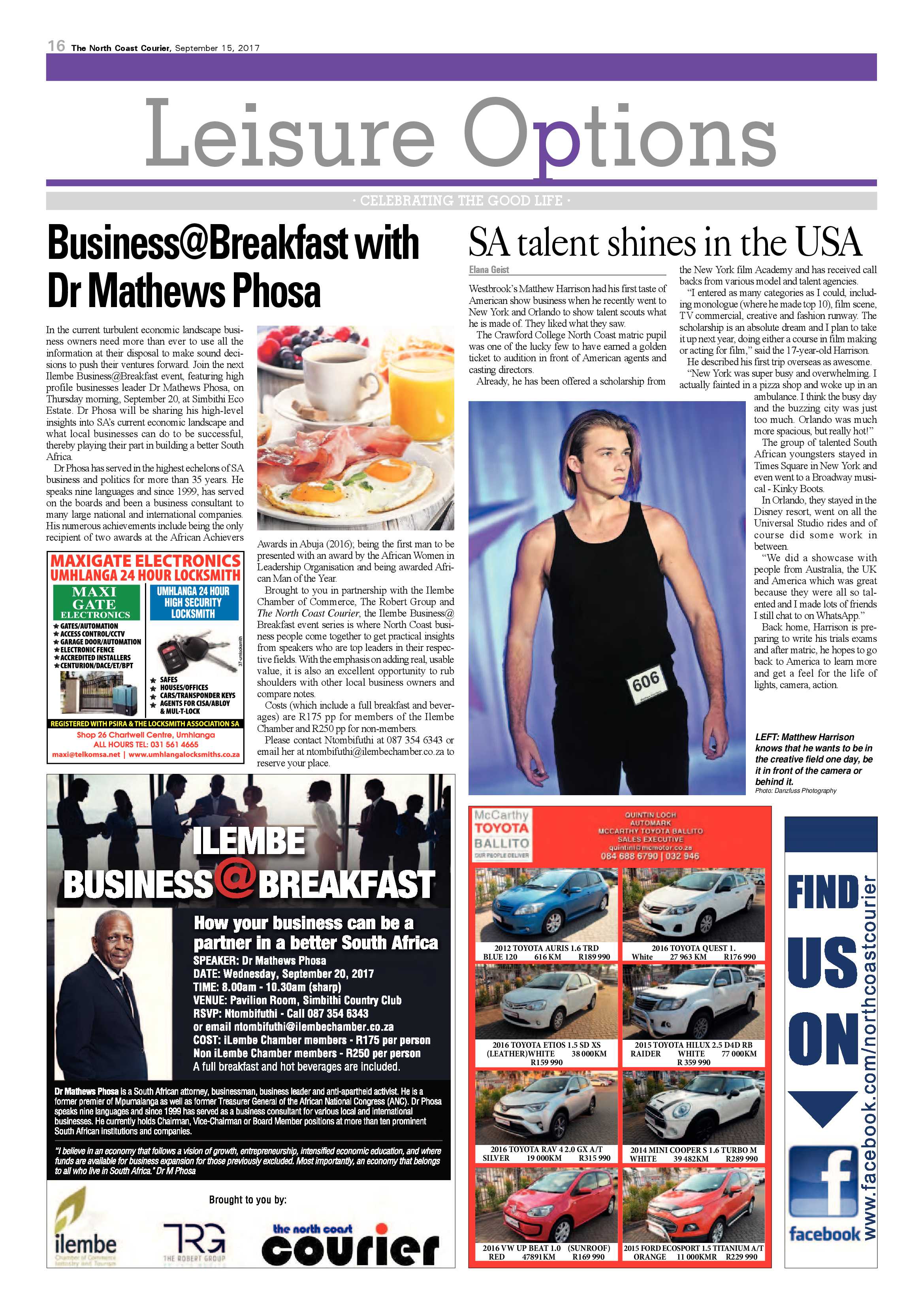 The North Coast Courier – 15 September 2017 page 16