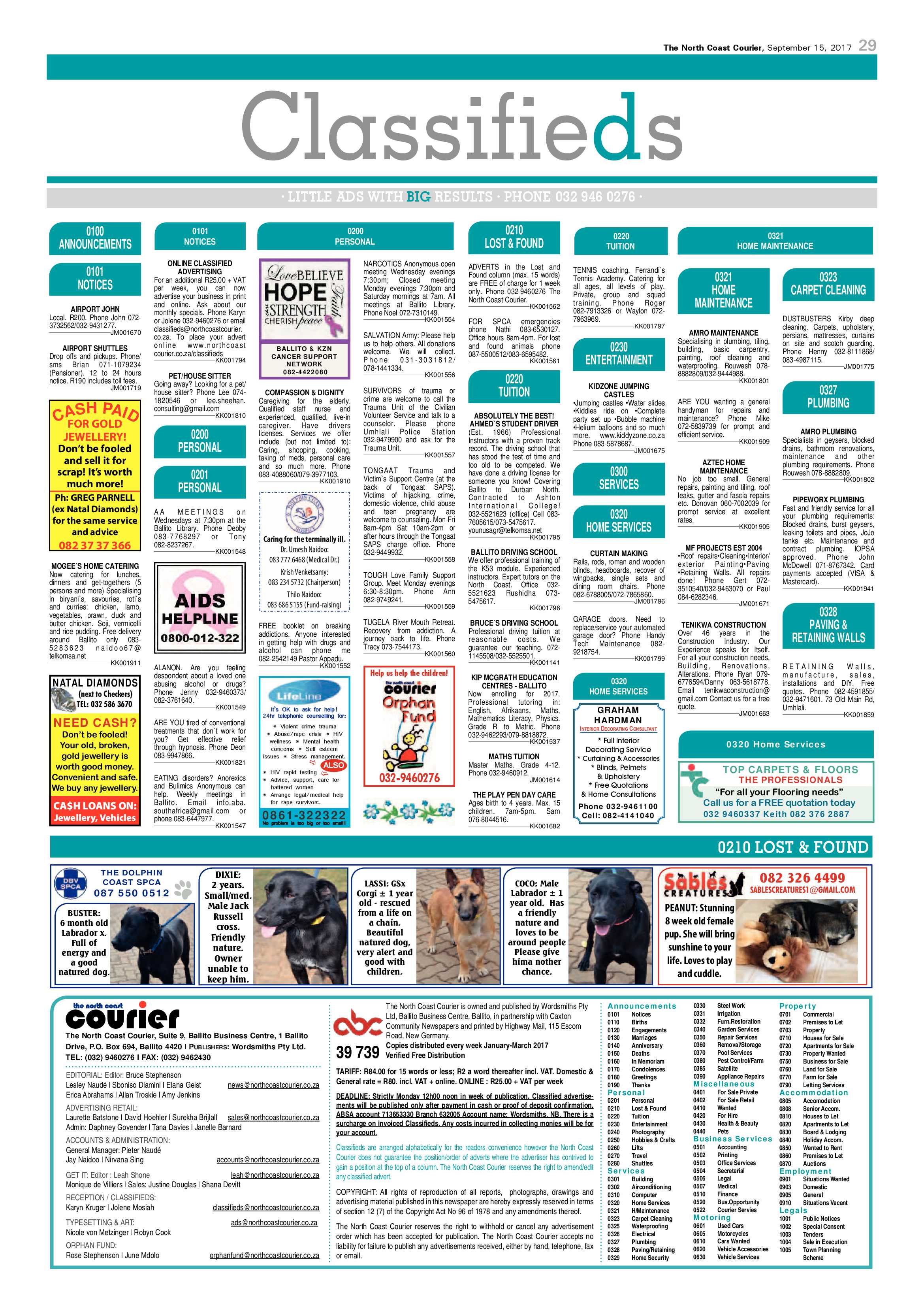 The North Coast Courier – 15 September 2017 page 29