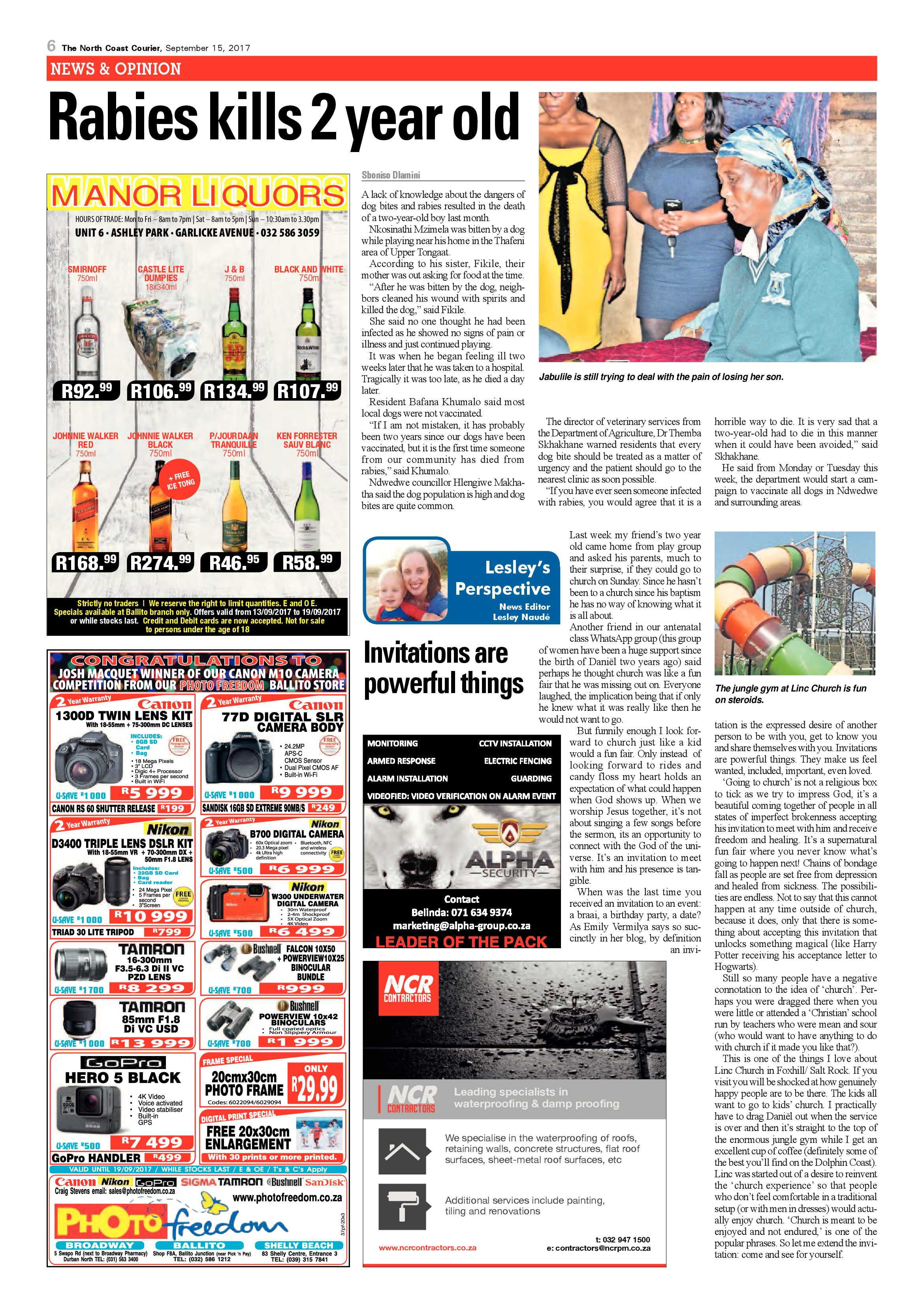 The North Coast Courier – 15 September 2017 page 6