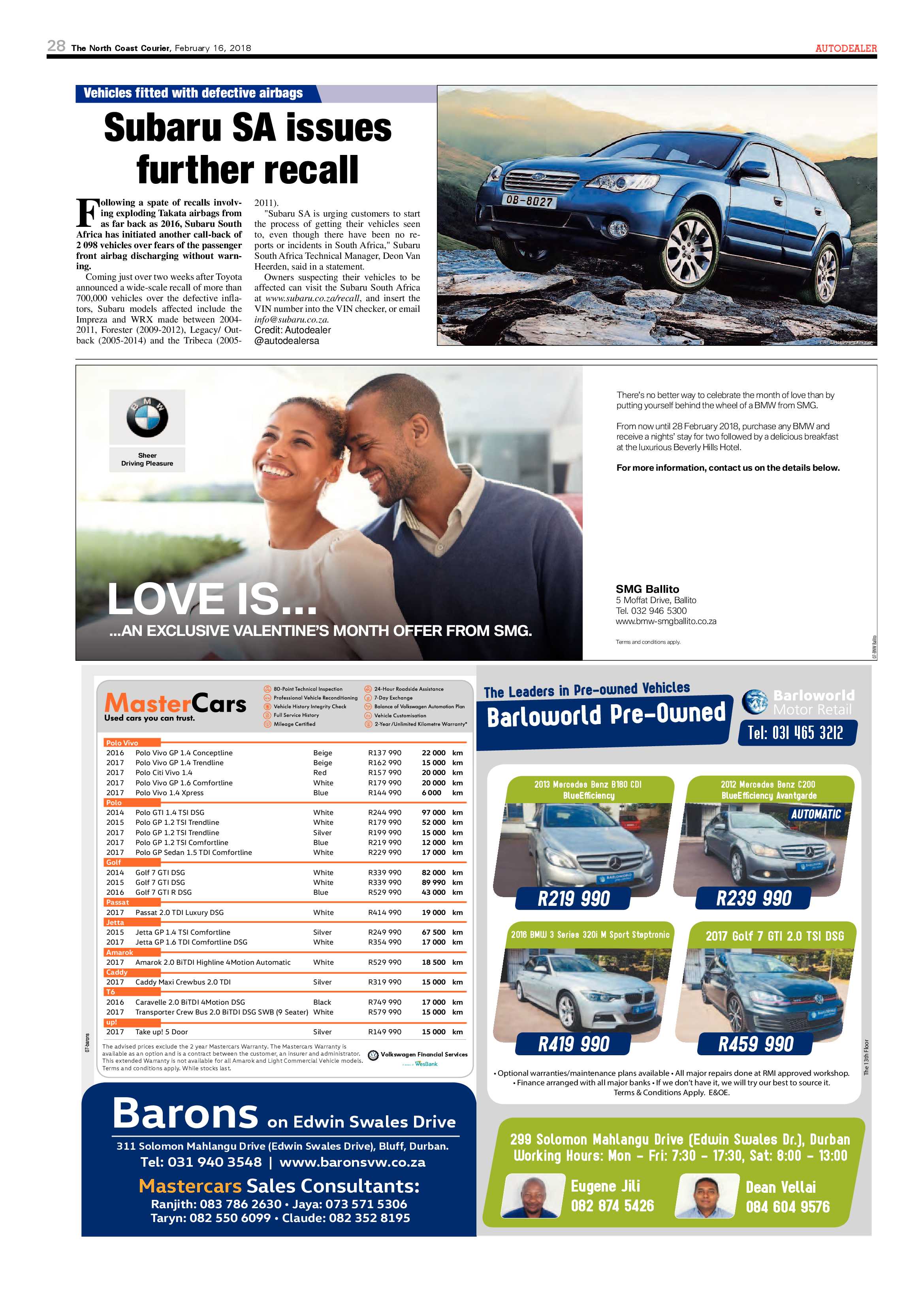 The North Coast Courier – 16 February 2018 page 28