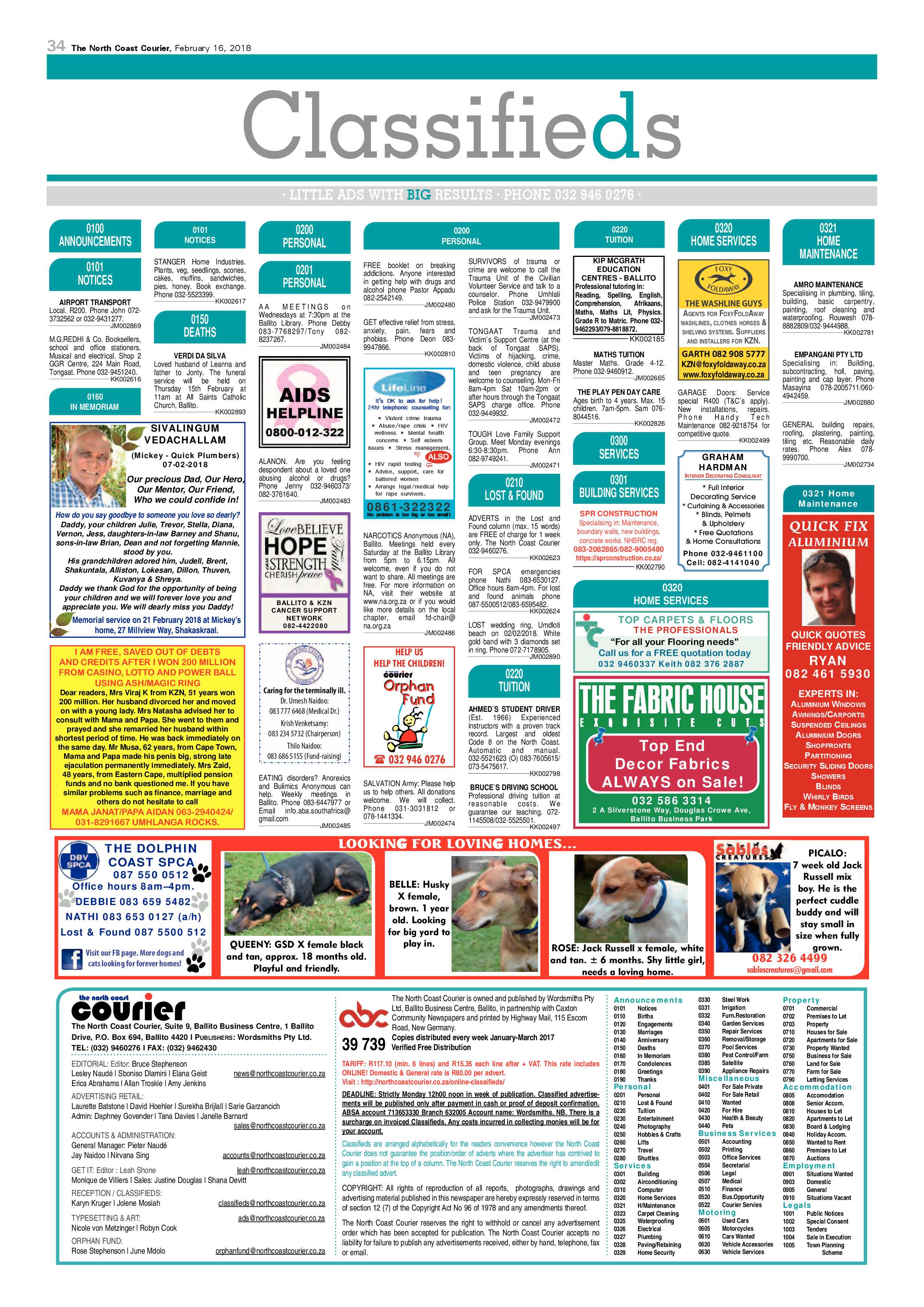 The North Coast Courier – 16 February 2018 page 34