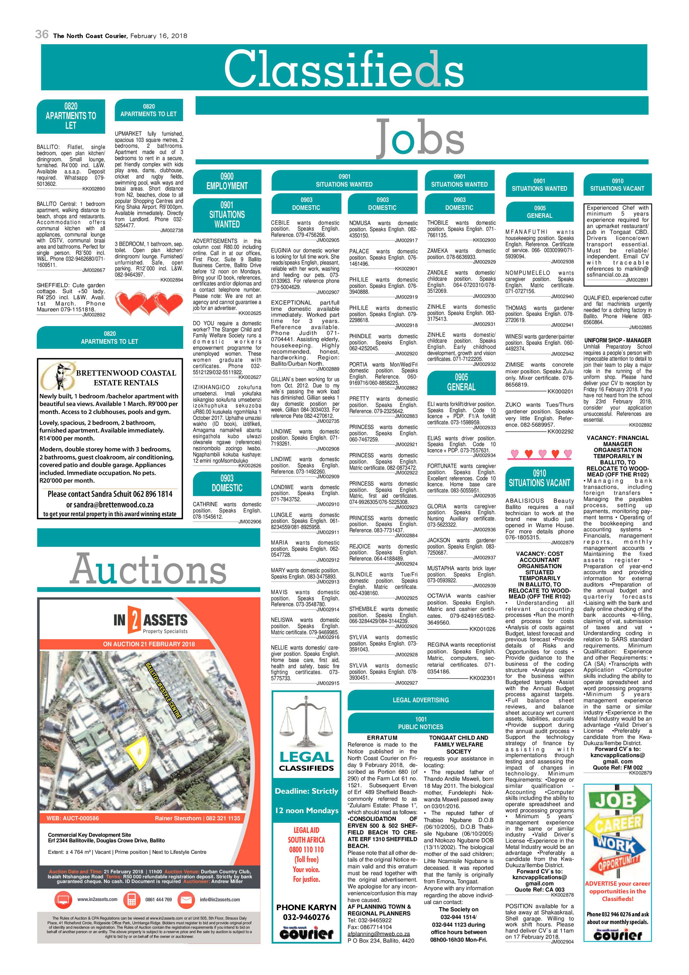 The North Coast Courier – 16 February 2018 page 36