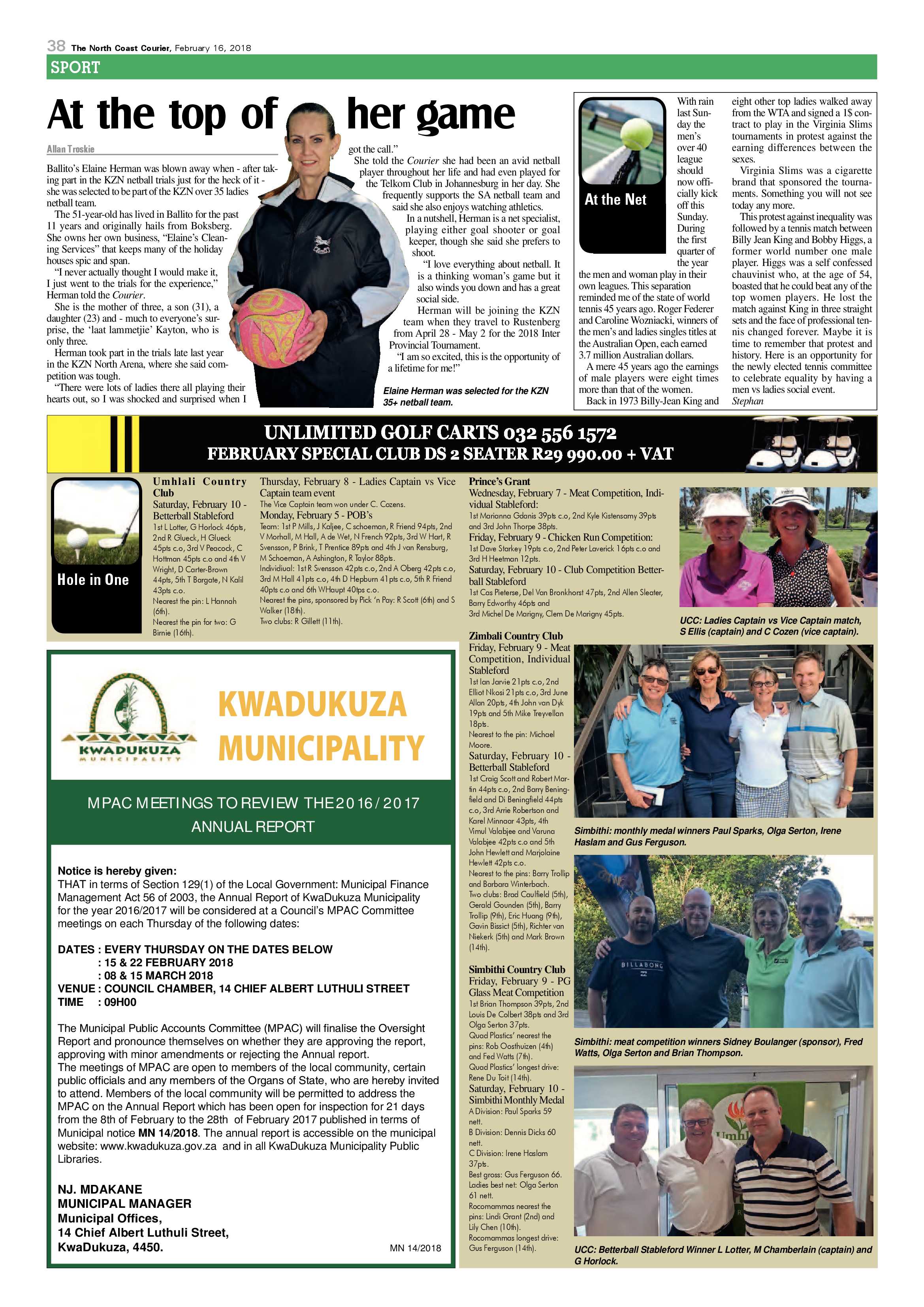 The North Coast Courier – 16 February 2018 page 38