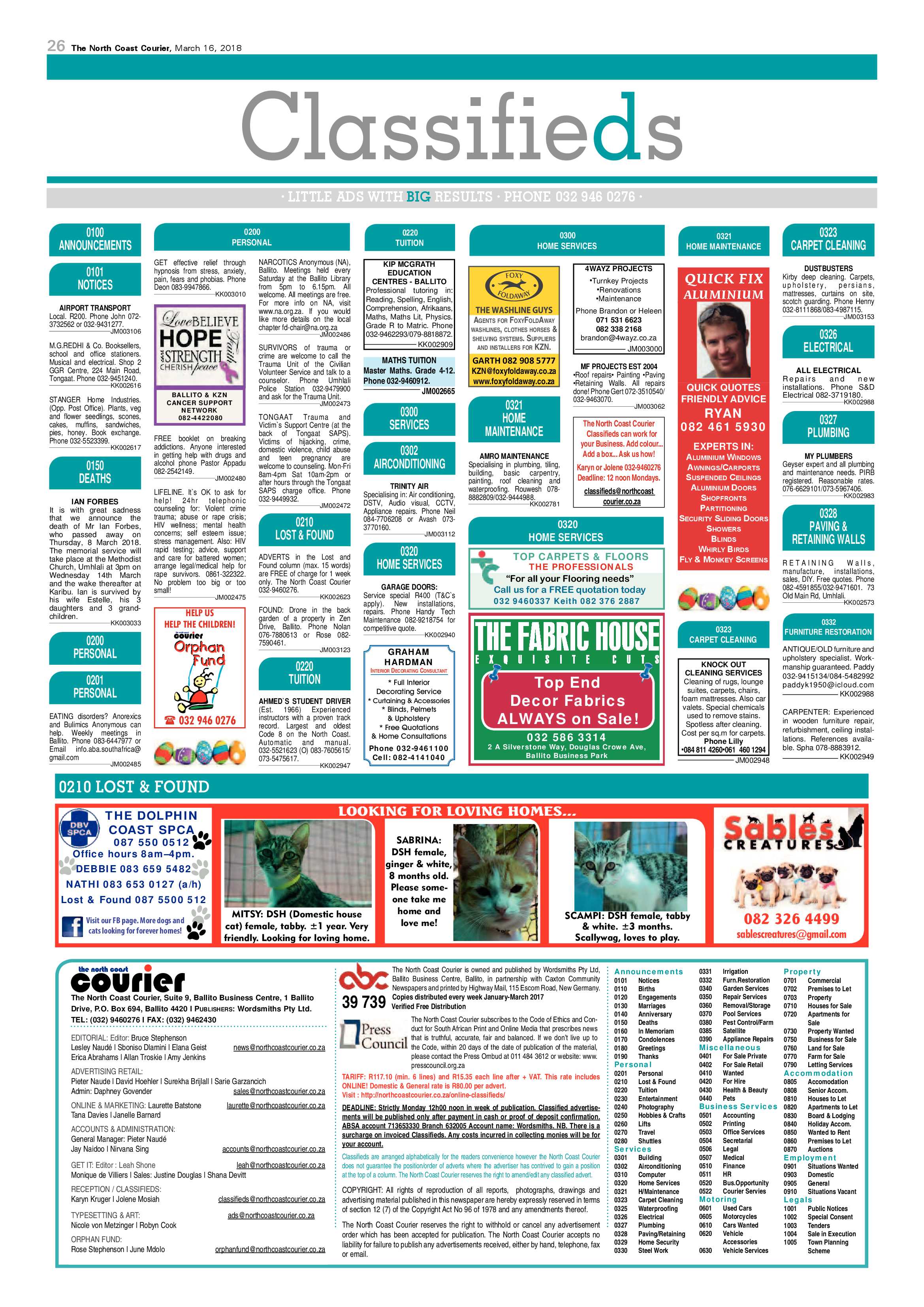 The North Coast Courier – 16 March 2018 page 26