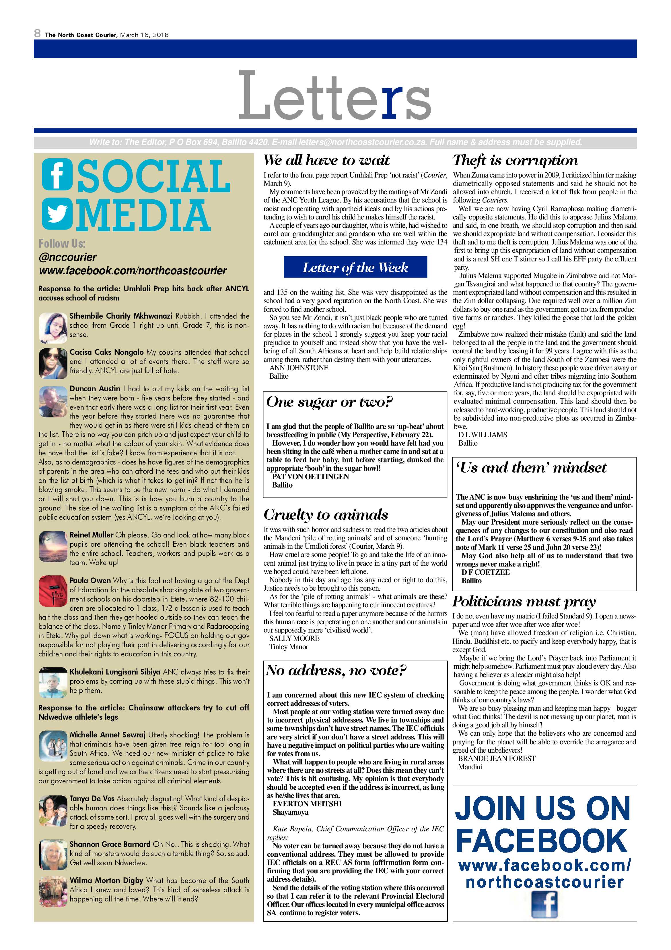 The North Coast Courier – 16 March 2018 page 8