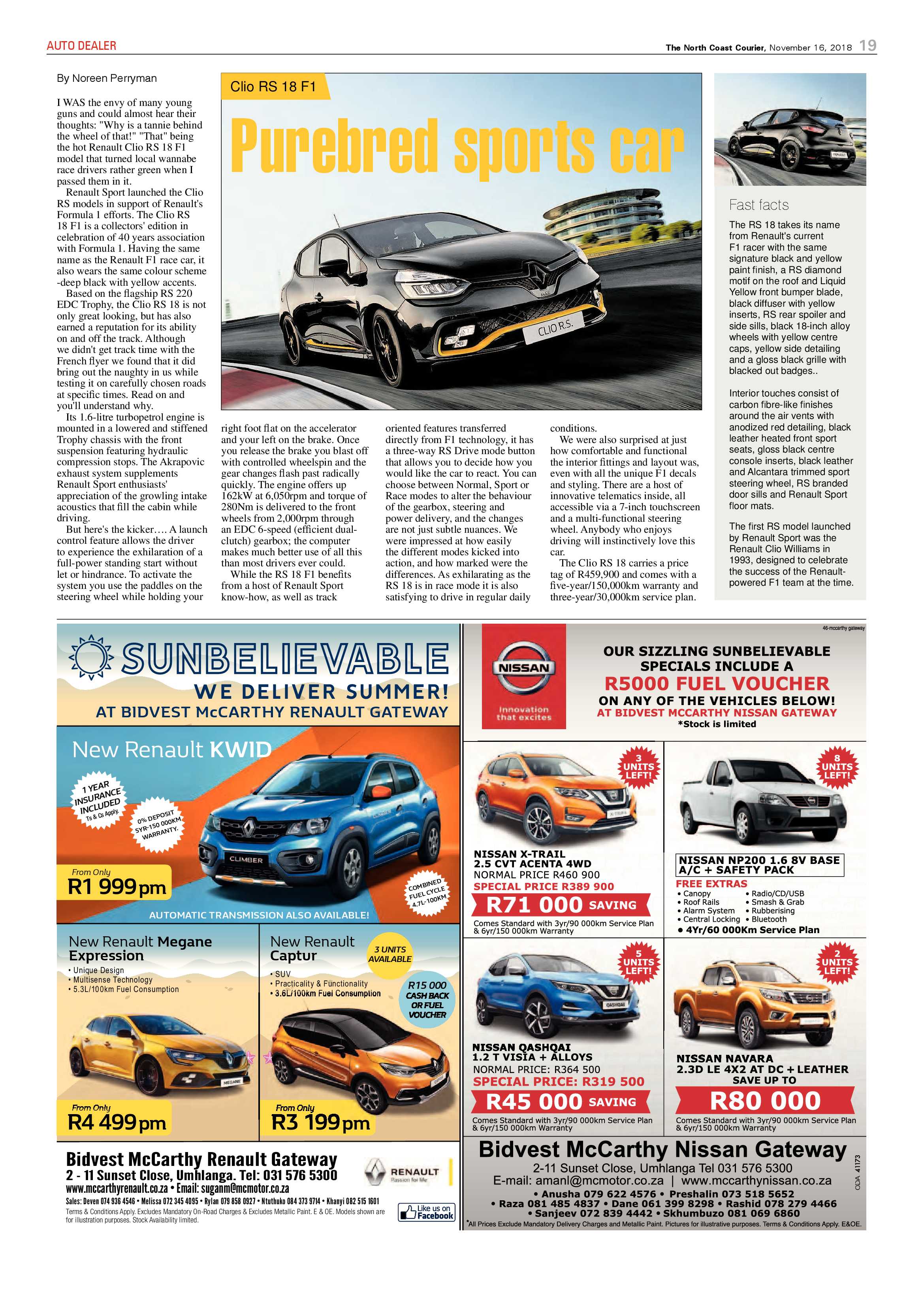 The North Coast Courier – 16 November 2018 page 19